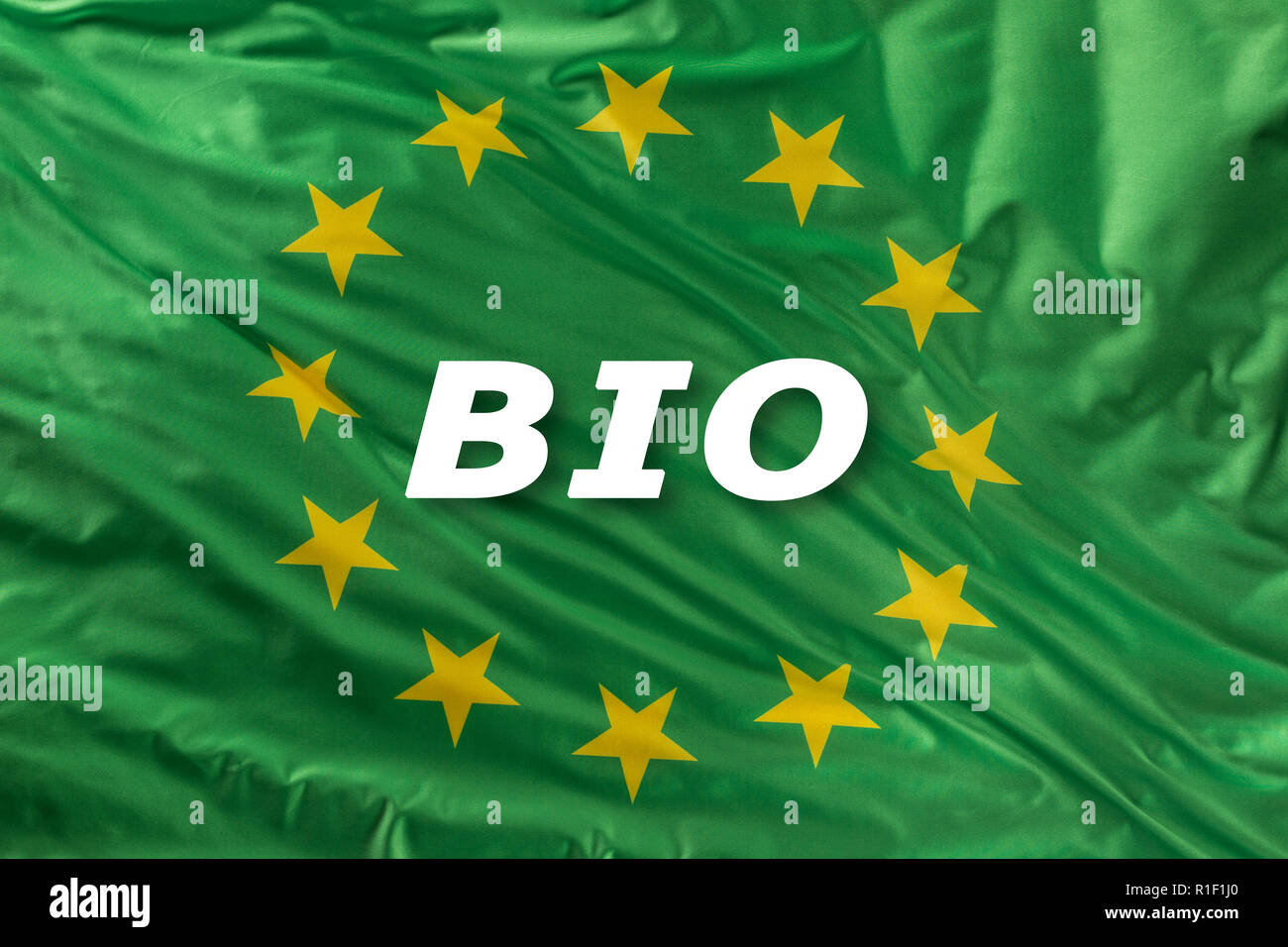 Verde bandiera dell'Unione europea come un marchio di organico bio cibo o di ecologia. Foto Stock