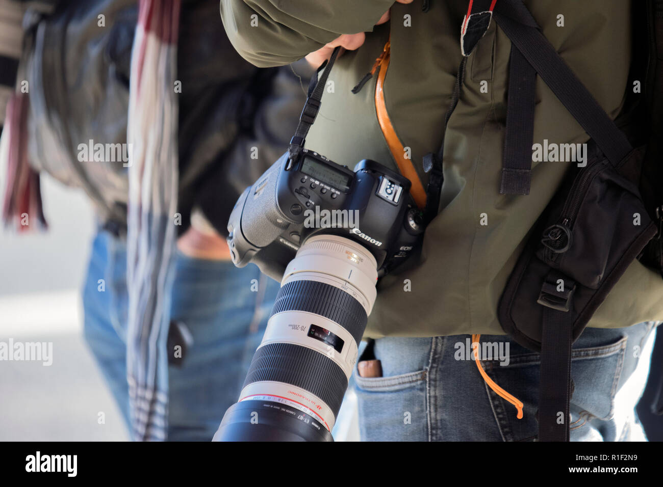 In prossimità di una fotocamera Canon a Amsterdam Paesi Bassi 2018 Foto Stock