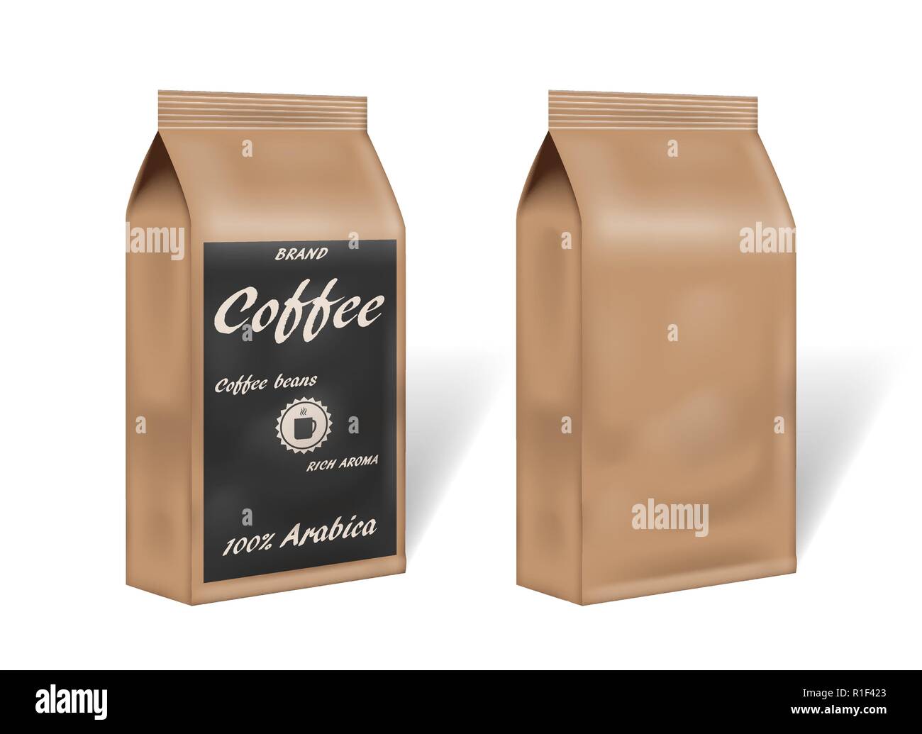 Carta caffè arabica package design mock up. vuoto modello caffè confezione in stile vintage. 3d illustrazione vettoriale Illustrazione Vettoriale