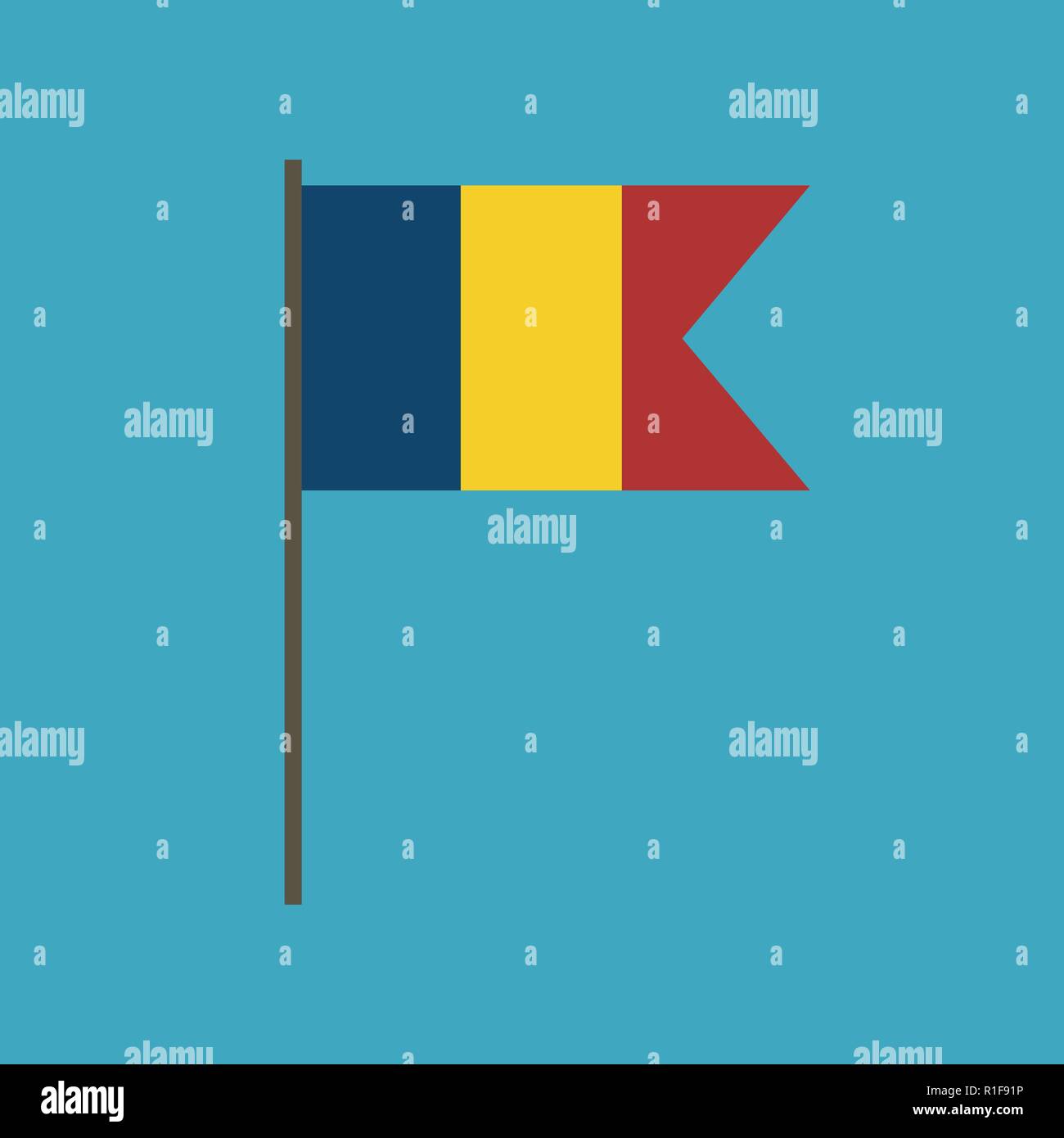 Bandiera della Romania icona nel design piatto. Giorno di indipendenza o giornata nazionale il concetto di vacanza. Illustrazione Vettoriale