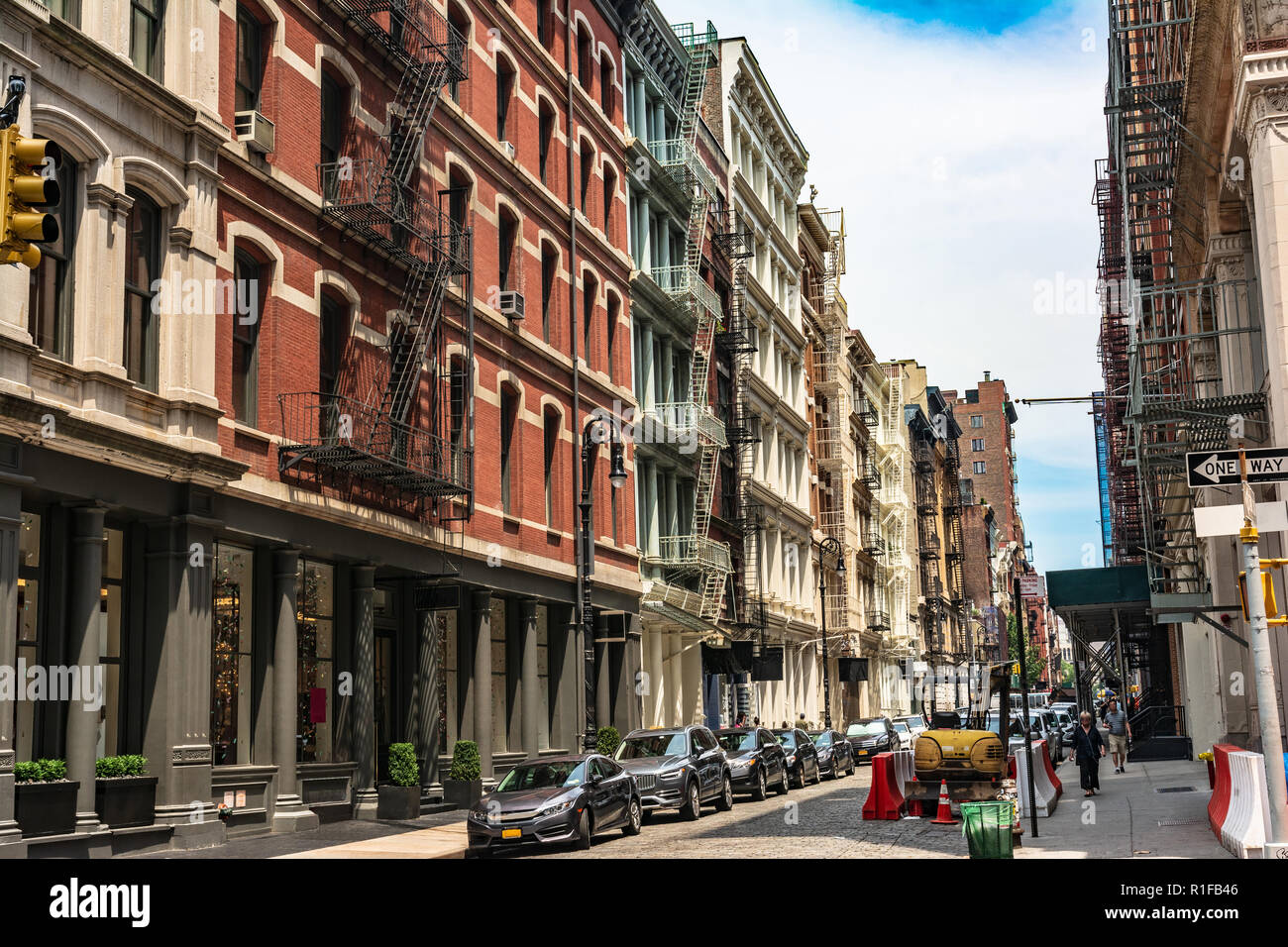 Manhattan,New York City, Stati Uniti d'America - 1 Luglio 2018 : Vista di Mercer Street in Soho Foto Stock