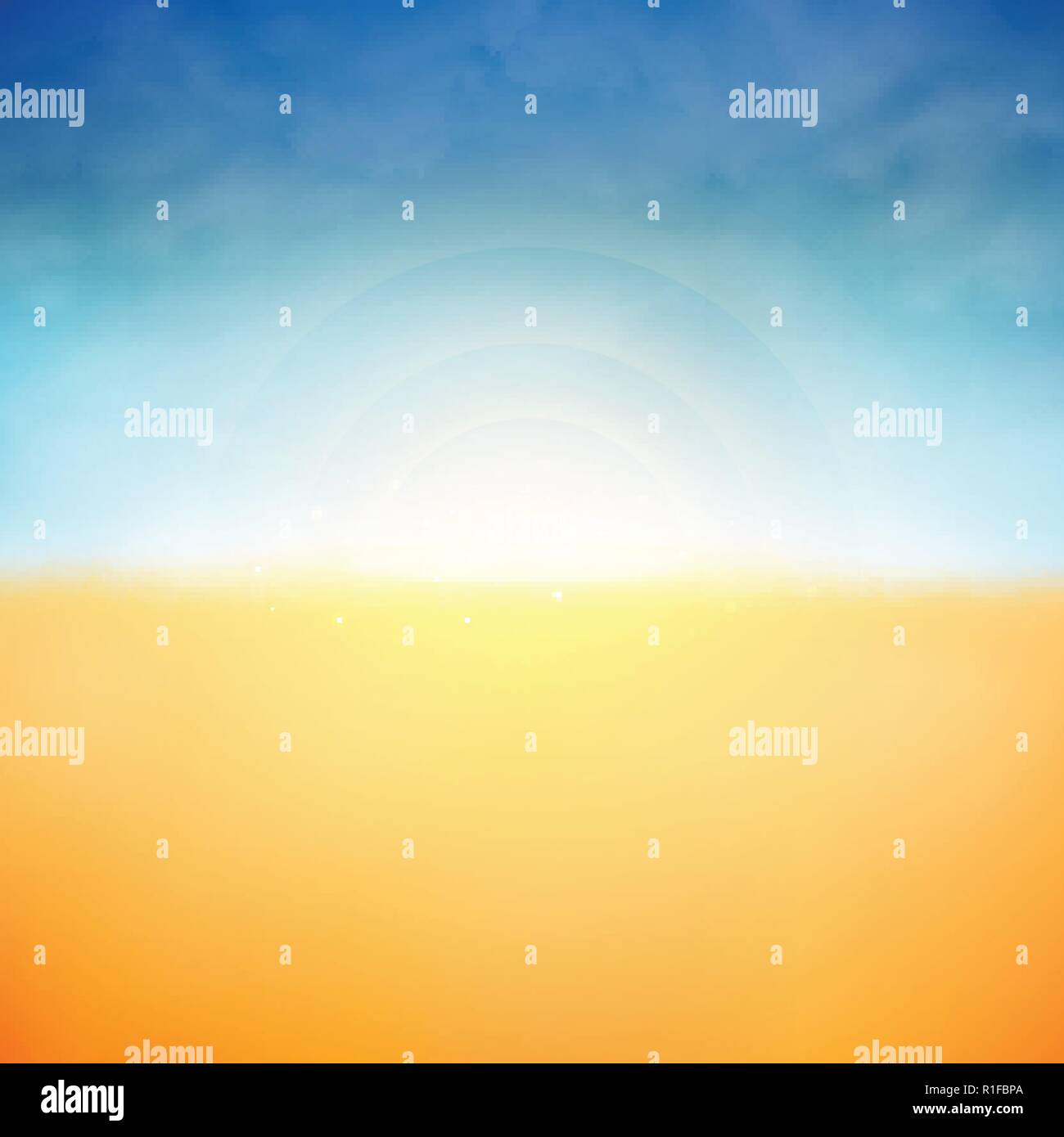 Estate sfondo del sole e natura nuvole sullo sfondo di spiaggia, illustrazione eps vettoriali10 Illustrazione Vettoriale