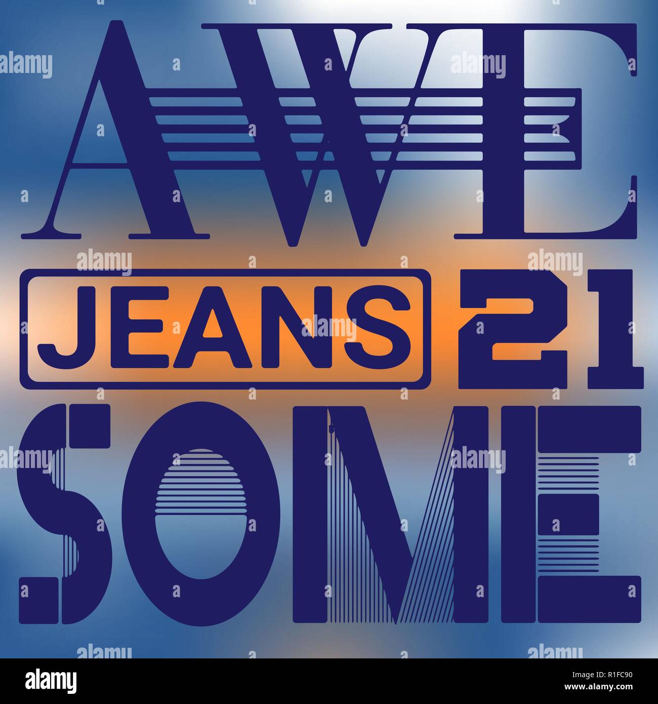Awesome Jeans venti uno sport agonistico tipografia, t-shirt graphics, vettori Illustrazione Vettoriale
