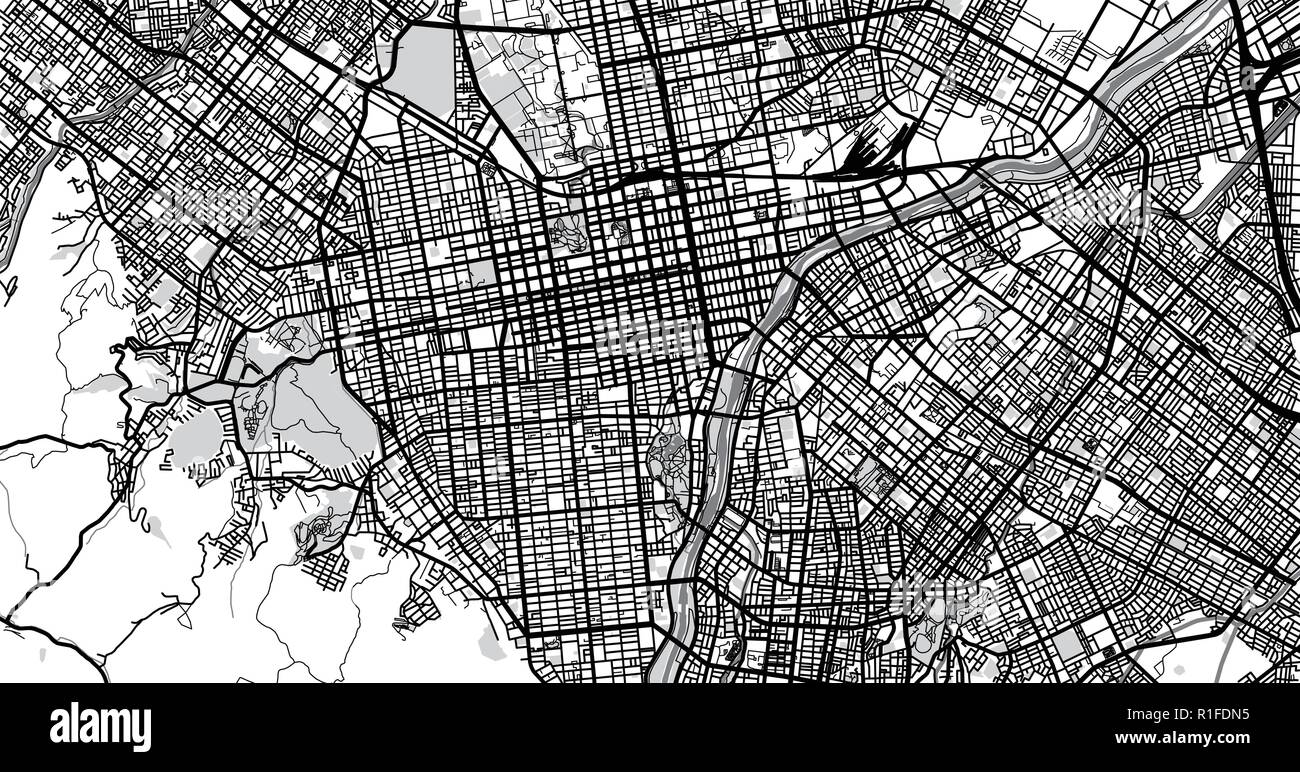 Vettore urbano mappa della città di Sapporo, Giappone Illustrazione Vettoriale