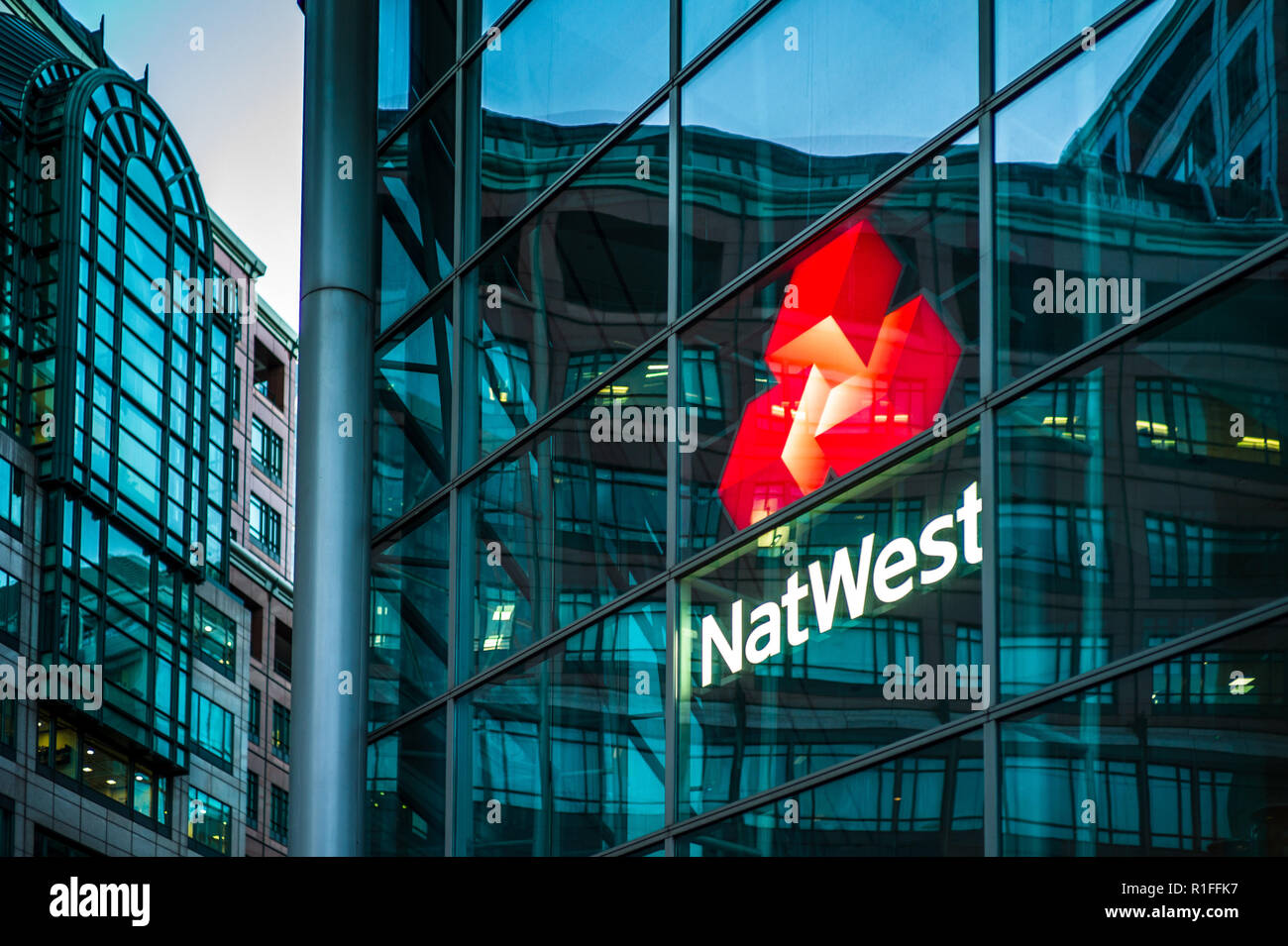 NatWest HQ Londra - Natwest Headquarters Londra a 250 Bishopsgate vicino Spitalfields nella città di Londra. L'edificio era in precedenza di marca RBS. Foto Stock