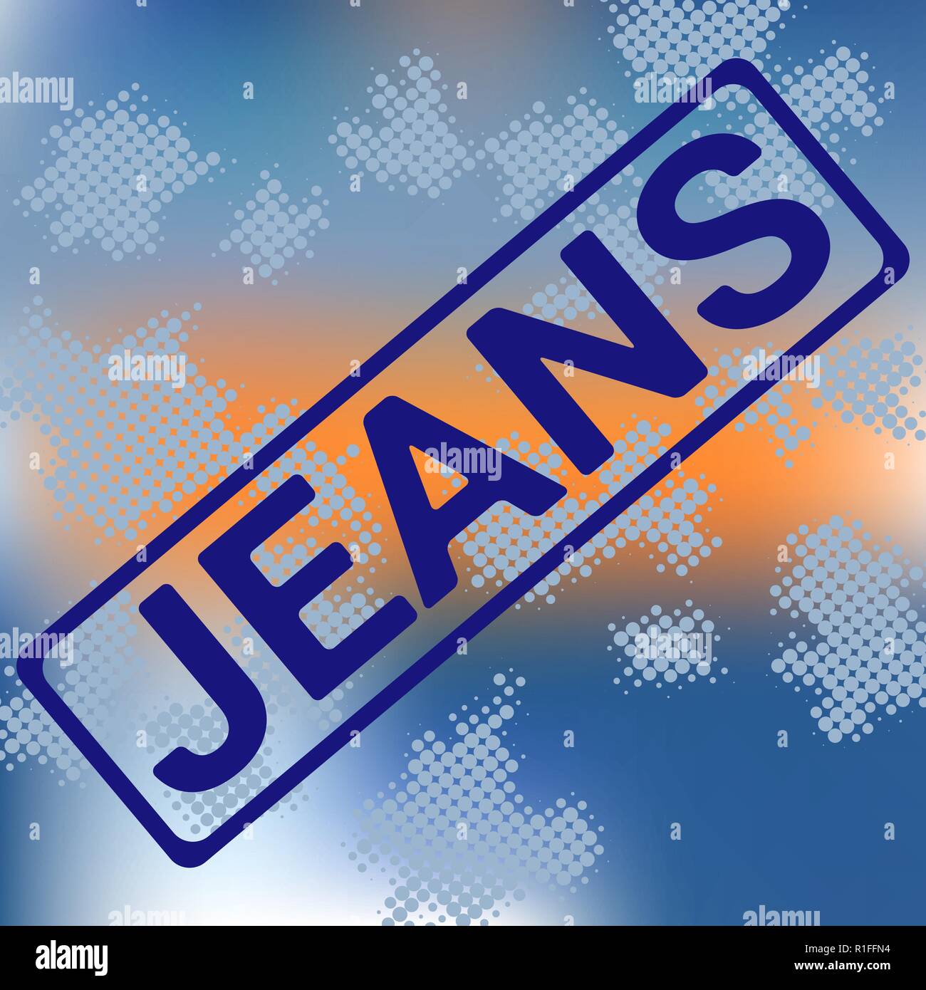 Jeans timbro sui pixel di sfondo, t-shirt graphics, vettore Illustrazione Vettoriale