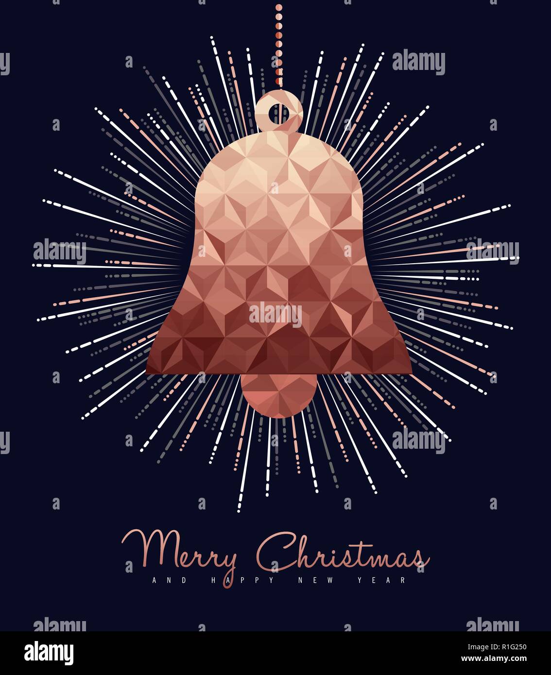 Buon Natale e felice anno nuovo a fantasia ornamento di rame. Ideale per natale biglietto di auguri o di vacanza elegante invito alla festa. Illustrazione Vettoriale