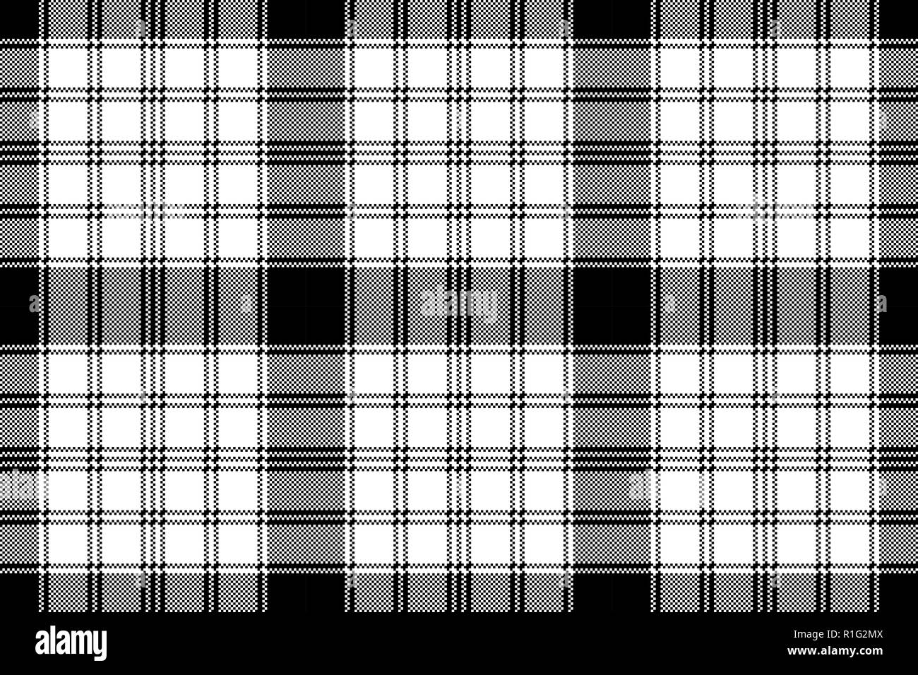 Pixel monocromatico plaid seamless pattern. Illustrazione Vettoriale. Illustrazione Vettoriale