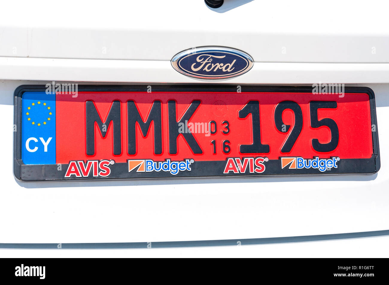 Cipro auto a noleggio numero di targa, Kouklia, Pafos District, la Repubblica di Cipro Foto Stock