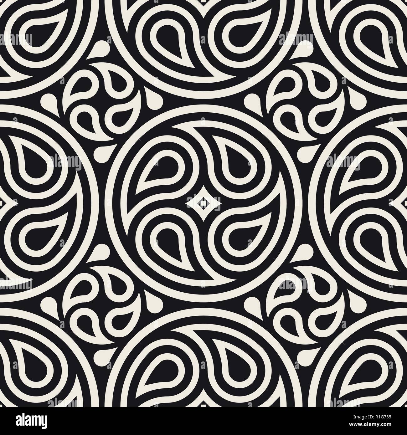 Vettore di Seamless pattern sfondo geometrico. Linee geometriche traliccio. Ripetizione arrotondati disegno astratto elementi. Illustrazione Vettoriale