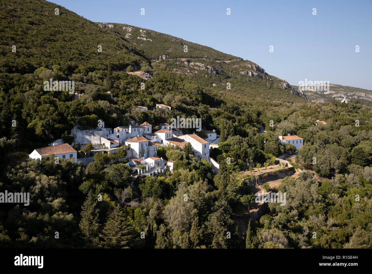 Convento di Arrabida, Portinho da Arrabida, Parco Naturale di Arrabida, distretto di Setubal, regione di Lisbona, Portogallo, Europa Foto Stock