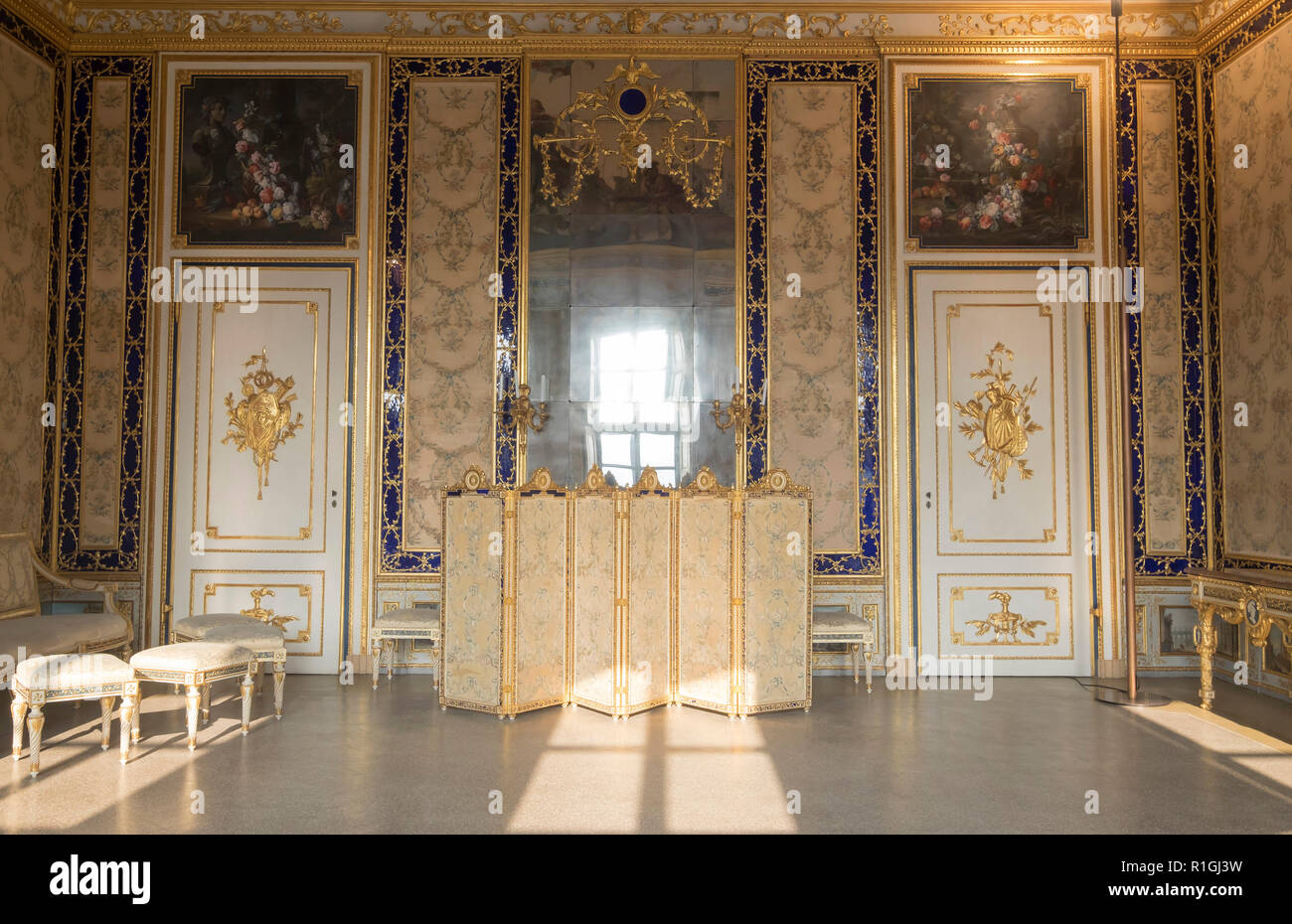 La residenza di caccia di Stupinigi,Queen's apartament Nichelino,Torino, Piemonte, Italia Foto Stock