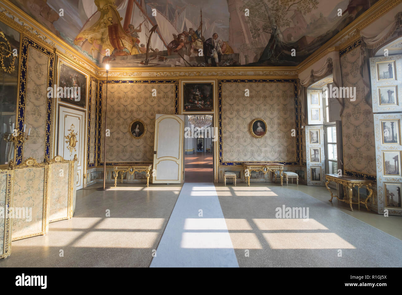 La residenza di caccia di Stupinigi,Queen's apartament Nichelino,Torino, Piemonte, Italia Foto Stock