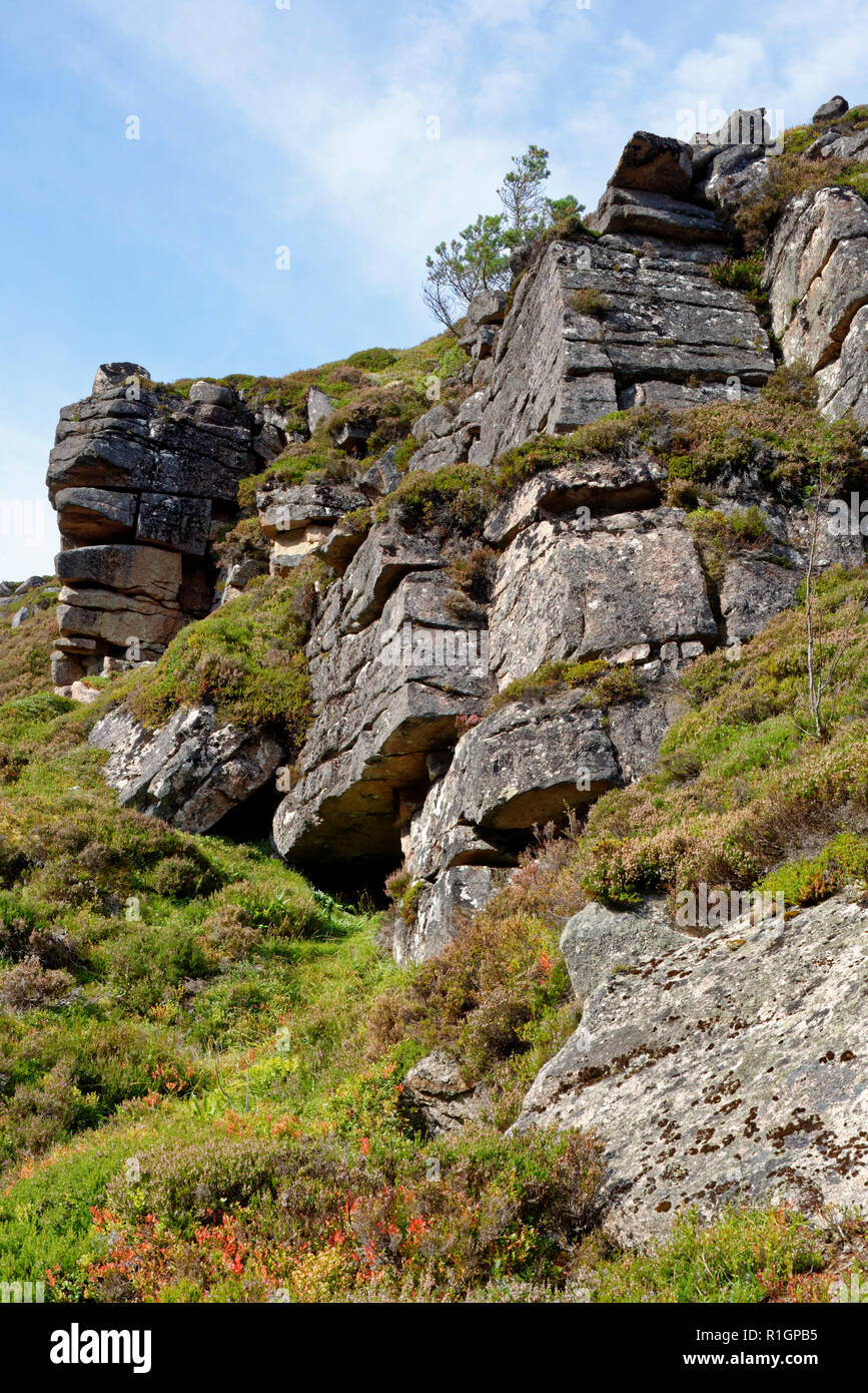 Scogliere di granito di Chalamain Gap, Cairngorm Mountains, Highland Scozia Scotland Foto Stock