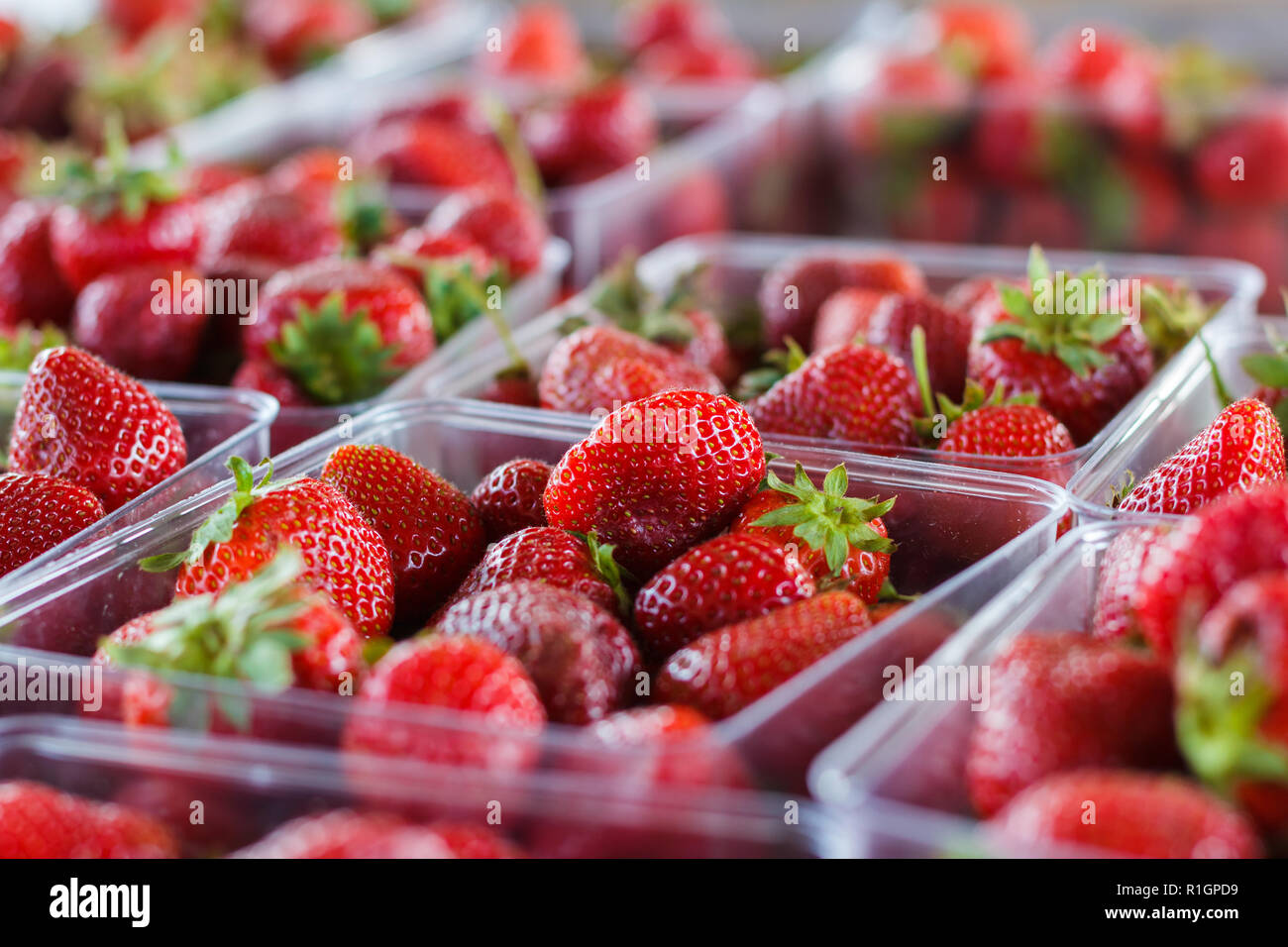 Fragole a produrre Stand Foto Stock