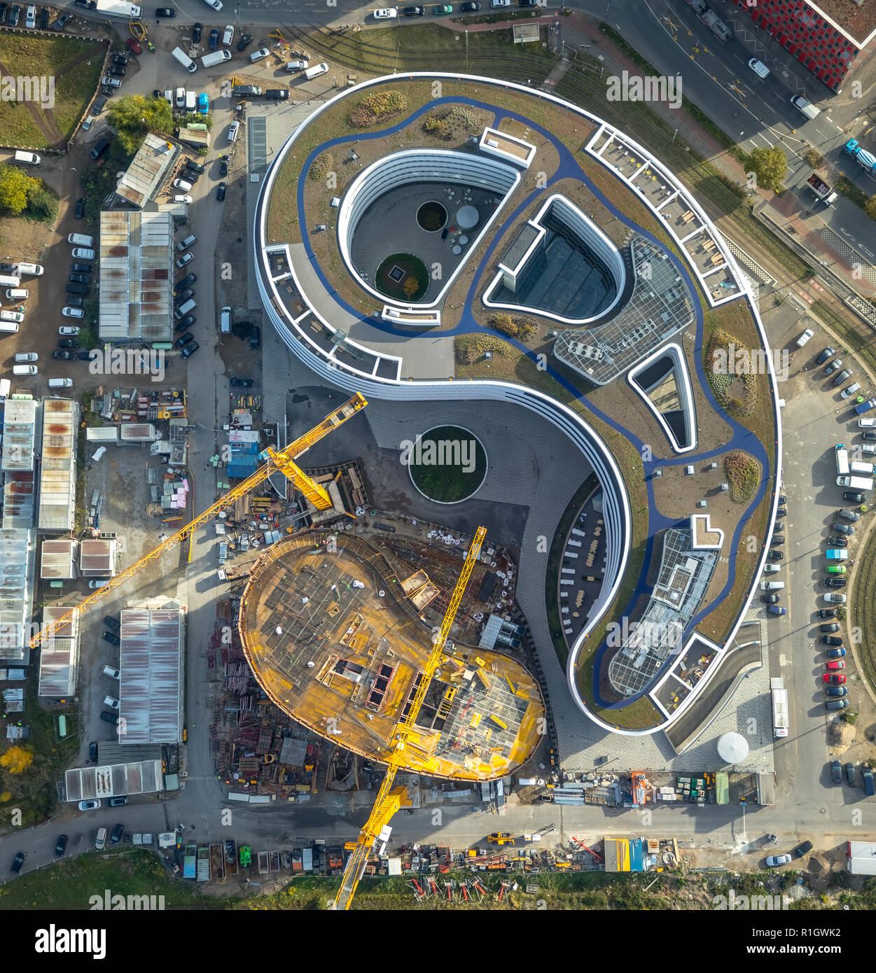 Trivago nuova sede nel quartiere di media di Dusseldorf, trivago svela il nuovo global campus, TRIVAGO-SEDE CENTRALE, Dusseldorf, porto, Renania, n. Foto Stock