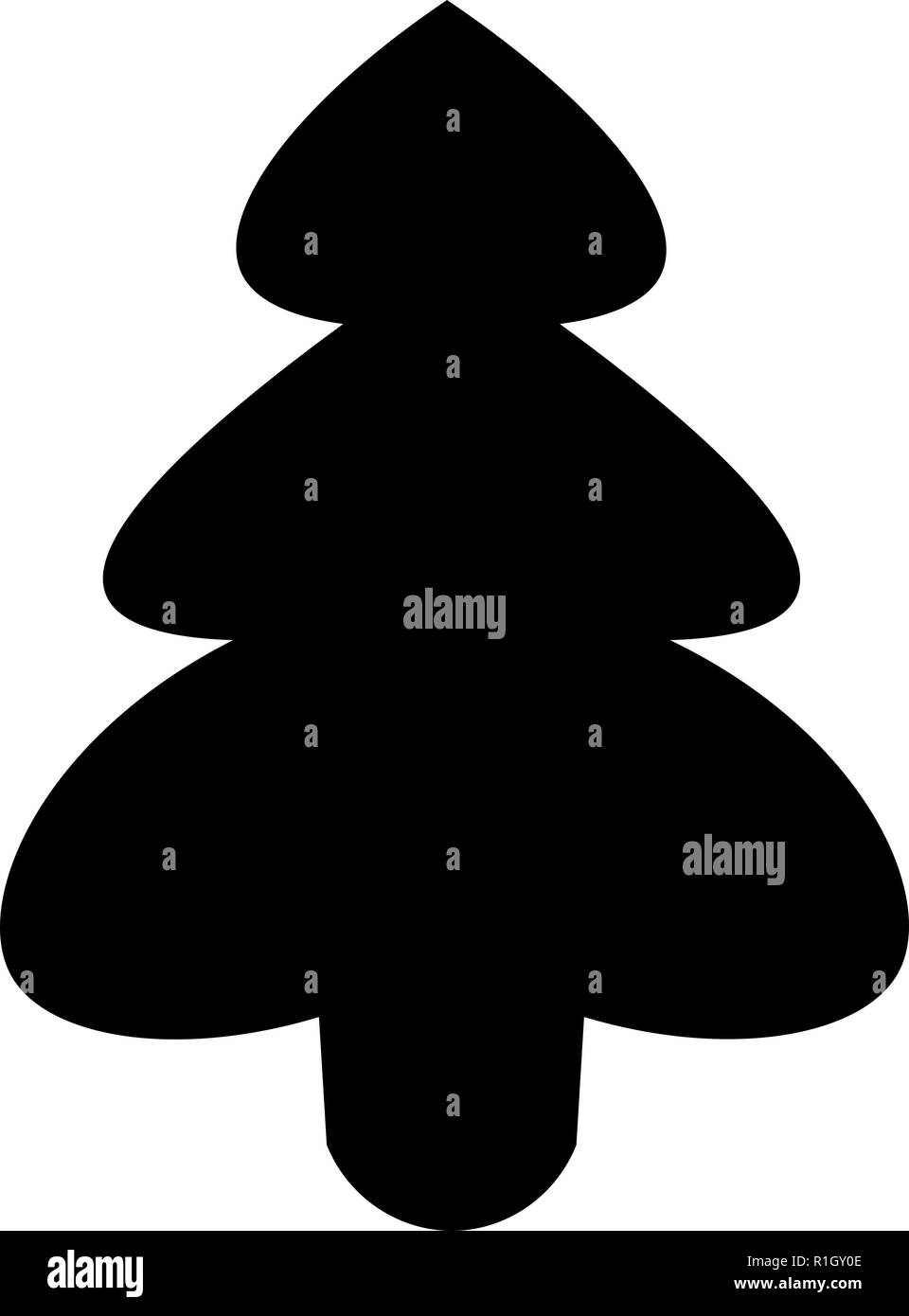 Albero di natale icona nera. vettore silhouette ad albero isolato su sfondo bianco. Illustrazione Vettoriale