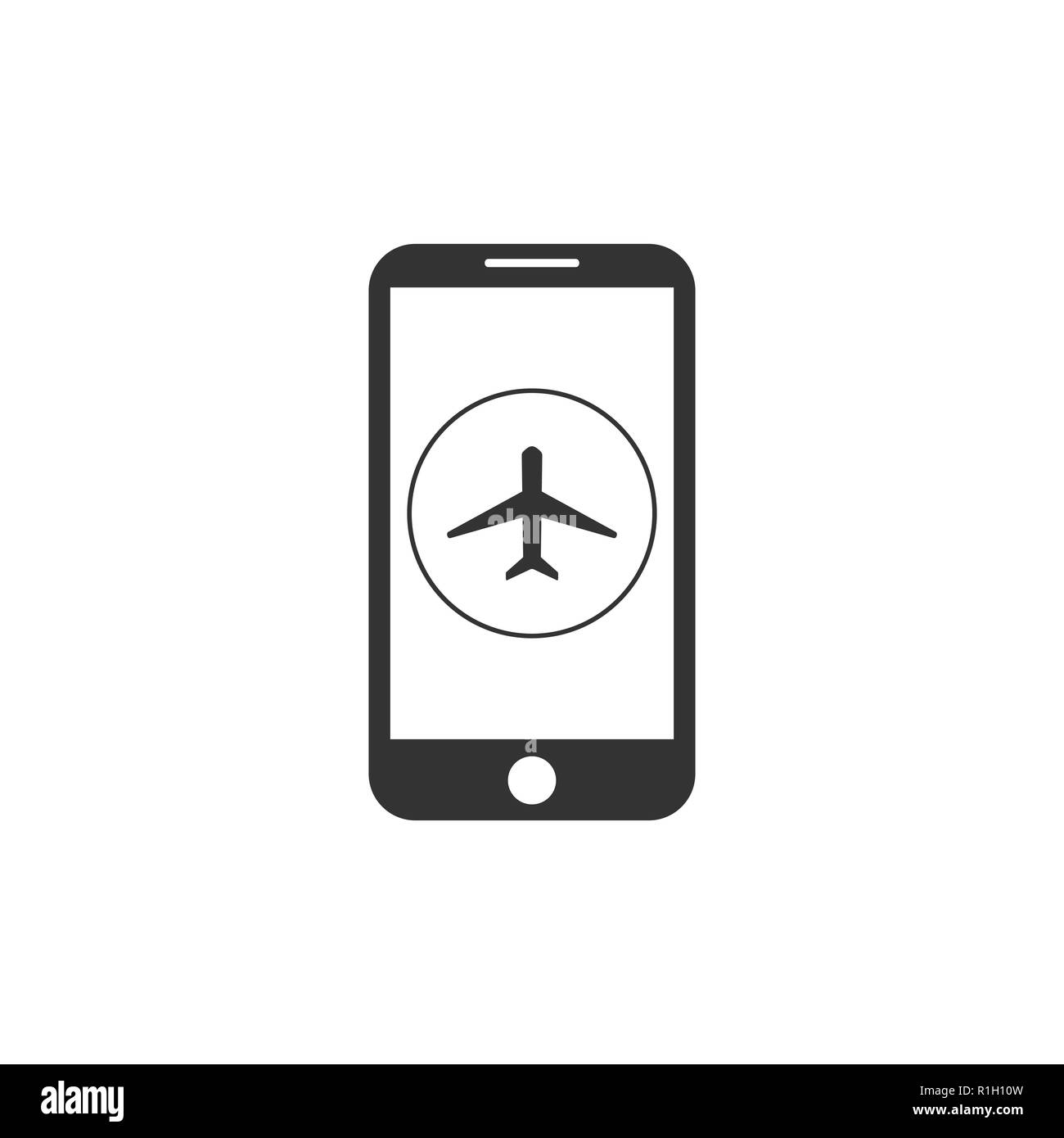 La modalità di uso in aereo di smartphone. La vibrazione. Icona del piano. Illustrazione Vettoriale Illustrazione Vettoriale