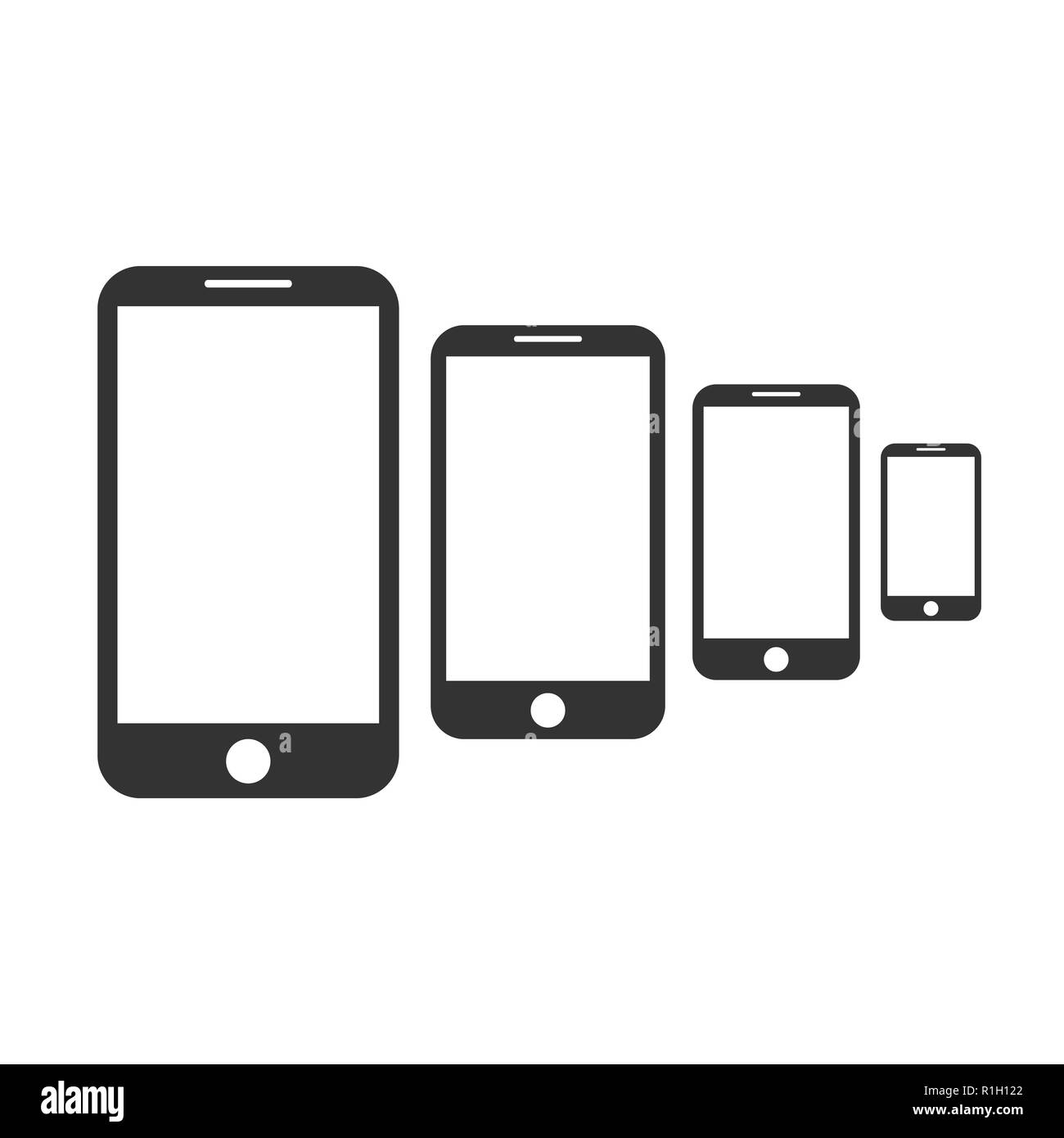 Icona dello smartphone. Set. Simbolo del telefono illustrazione vettoriale flat Illustrazione Vettoriale