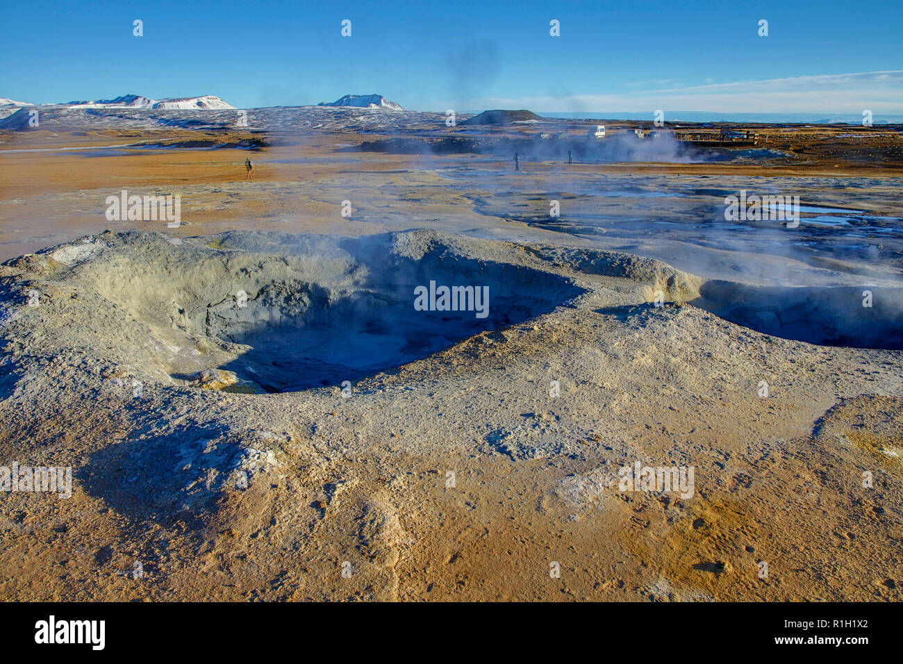 Pentole di fango e campo geotermico in Islanda Foto Stock