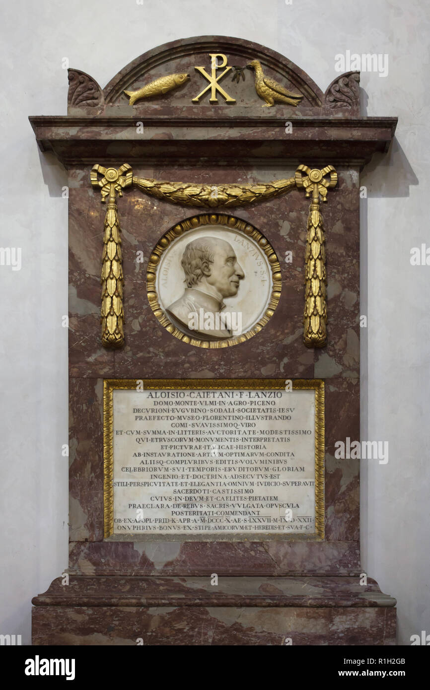Il monumento funebre di arte italiana storico ed archeologo Luigi Lanzi nella Basilica di Santa Croce (Basilica di Santa Croce di Firenze, Toscana, Italia. Foto Stock
