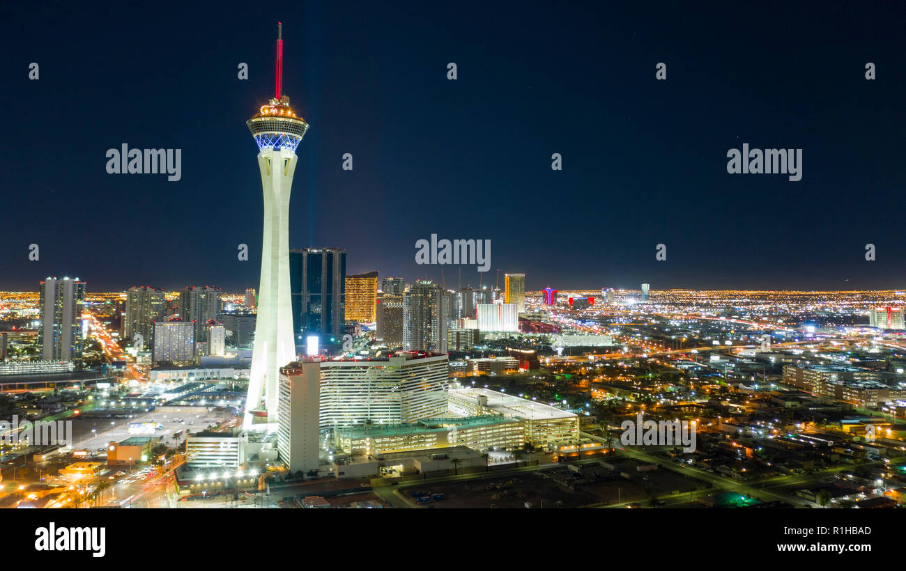 Un fresco chiaro e nitido notte nel deserto a Las Vegas NV Foto Stock