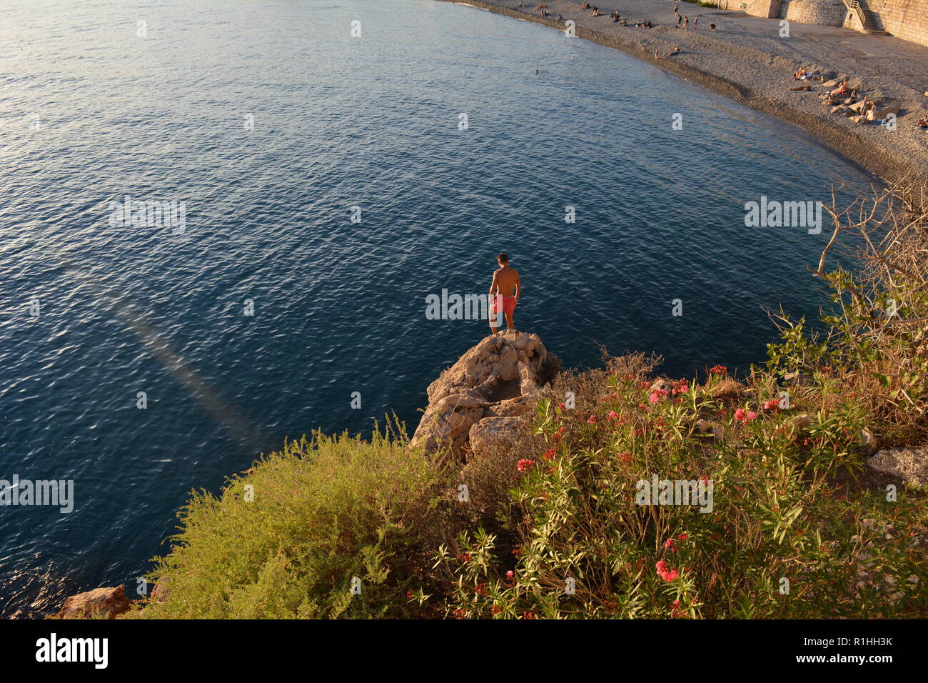 Sea cliff jumping Foto Stock