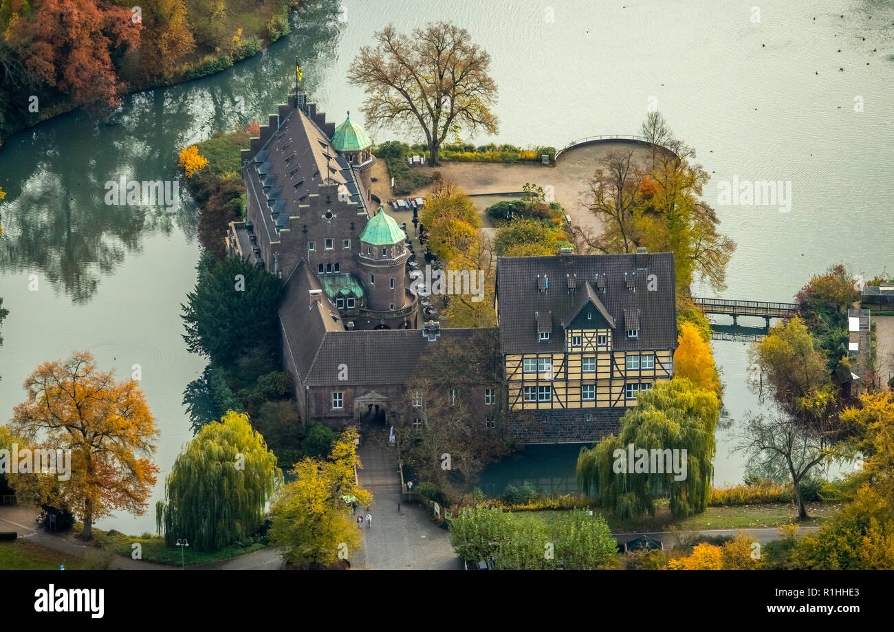 Vista aerea, Gladbeck, tennis club Tennis-Club Haus Wittringen Gladbeck e.V., Wasserschloss Wittringen-Wittrringen, moated il castello, la zona della Ruhr, Nord Rh Foto Stock