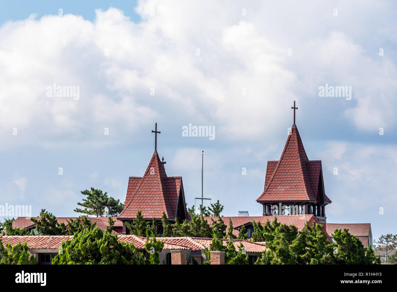 Il tetto del St Andrews chiesa in Southampton, NY Foto Stock
