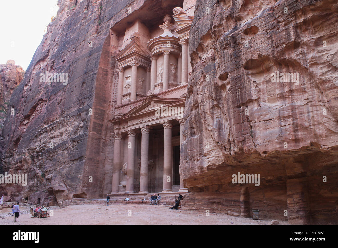 Khazne al-Firaun, parte del patrimonio mondiale Unesco Petra, Giordania Foto Stock