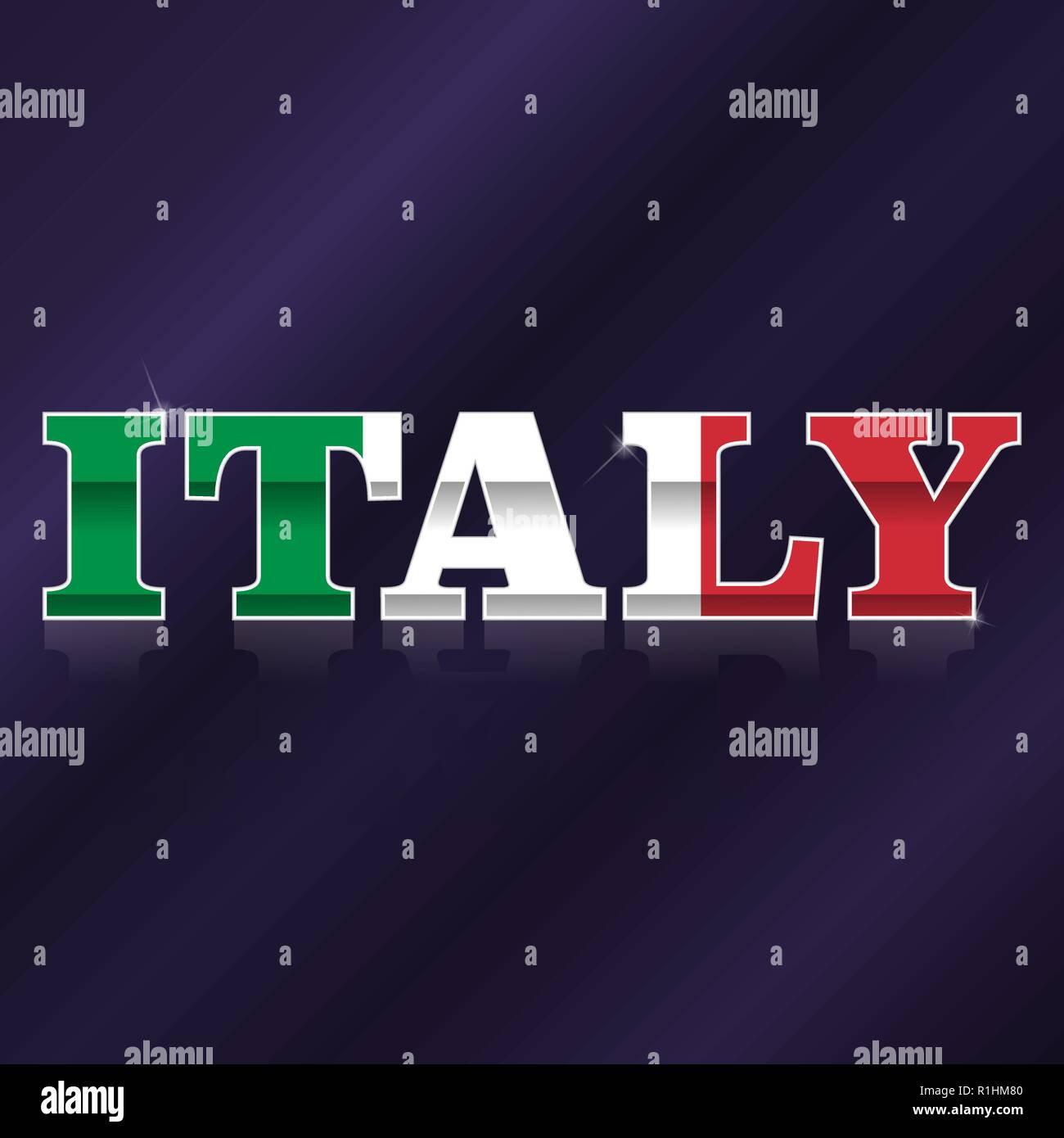 Parola Regno Unito con la bandiera nazionale di pattern e di riflessione Illustrazione Vettoriale