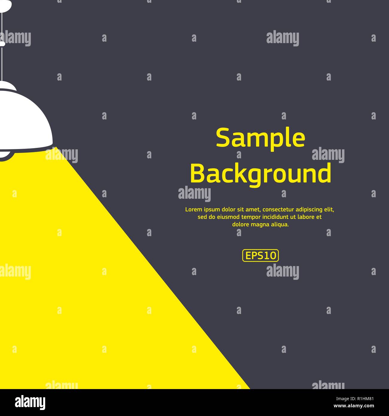 Sfondo scuro con giallo testo campione e la luce della lampada Illustrazione Vettoriale