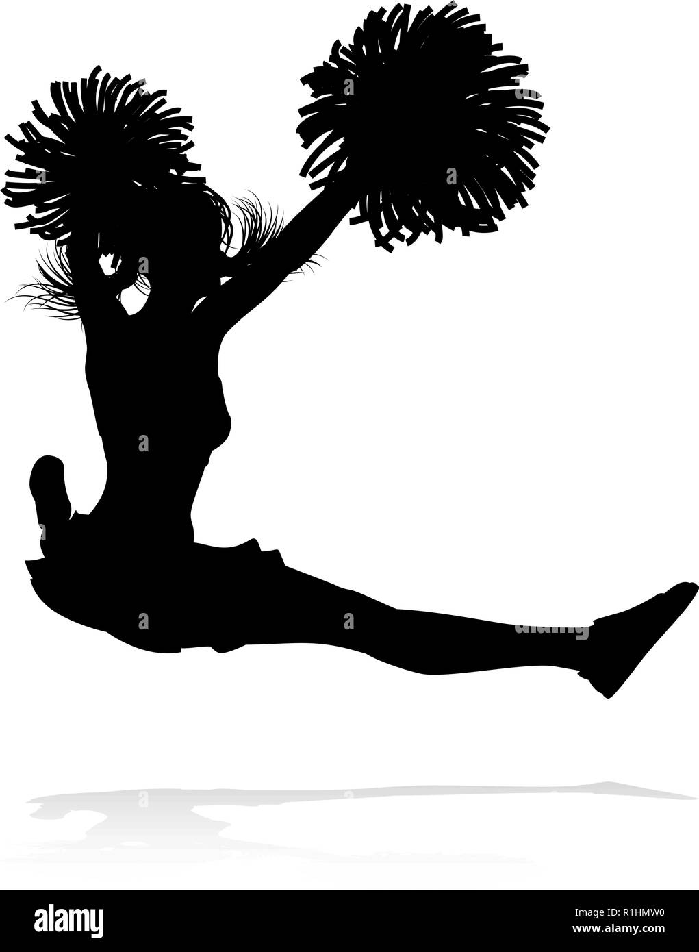 Cheerleader pom pom Silhouette Illustrazione Vettoriale
