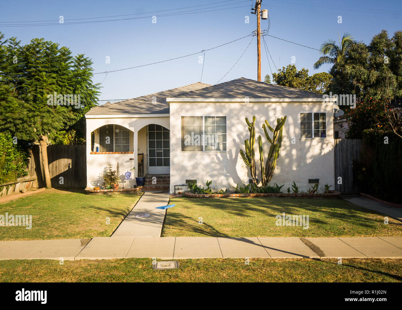 Un tipico e una modesta dimora suburbana a Venice Beach, Los Angeles, California Foto Stock