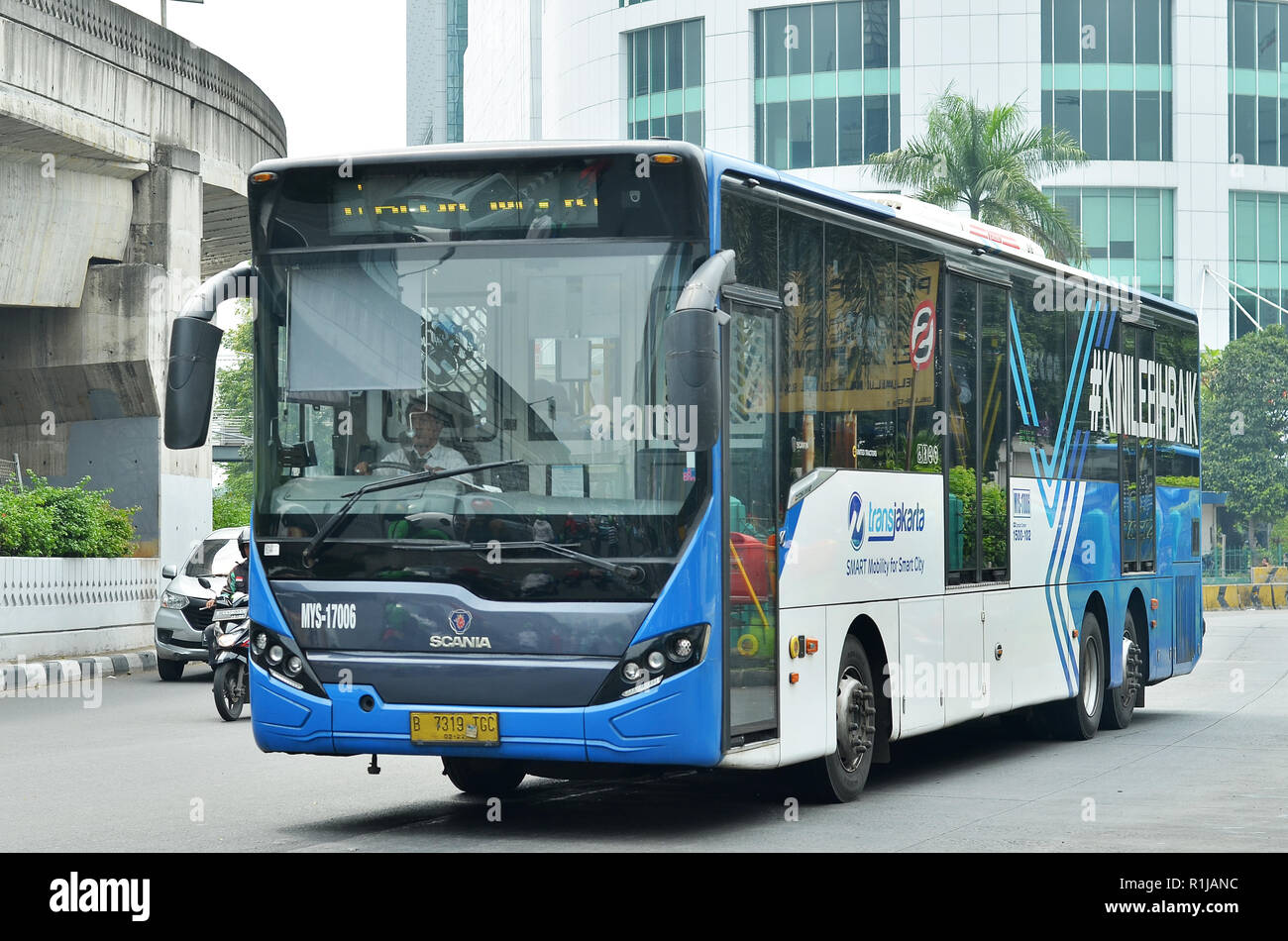 Scania Bus, Trans Jakarta Foto Stock