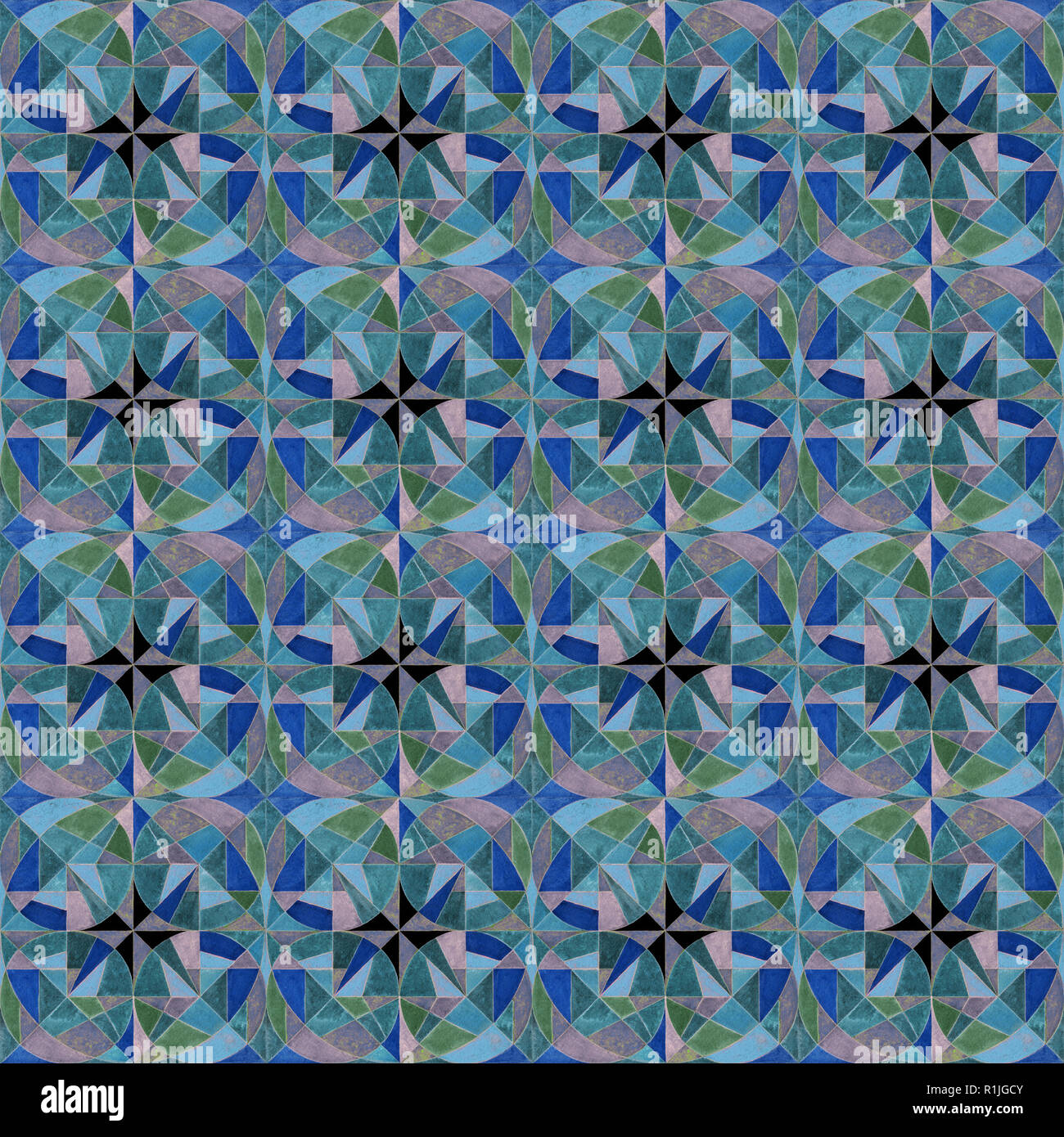 Acquarello dipinto a mano ornamento seamless pattern. Abstract mosaico geometrico sfondo per la superficie di progettazione, tessili, carta da imballaggio, sfondo, telefono Foto Stock