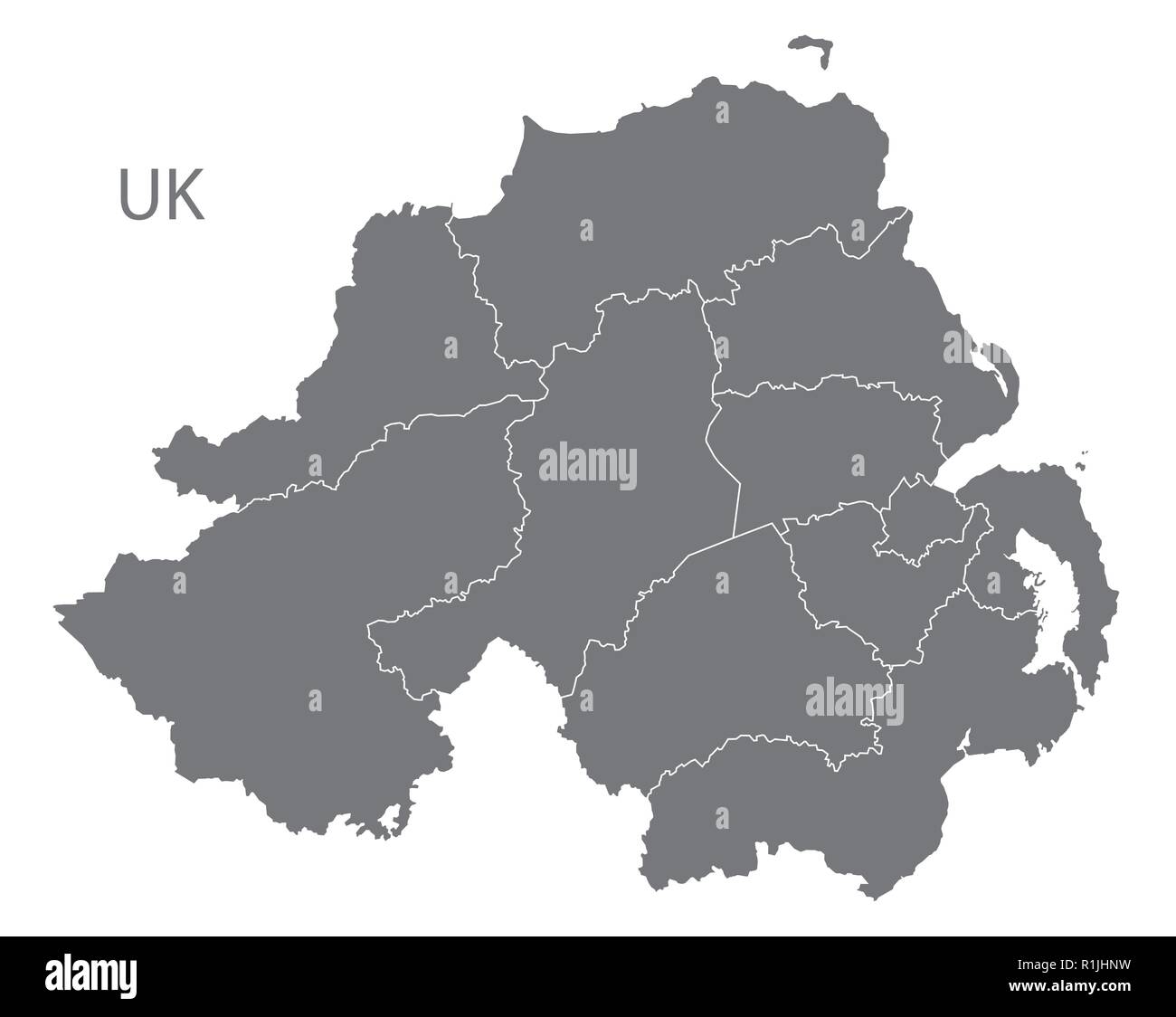 Irlanda del Nord con nuove contee dal 2015 Illustrazione Vettoriale Irlanda del Nord con nuove contee dal 2015 Illustrazione Vettoriale