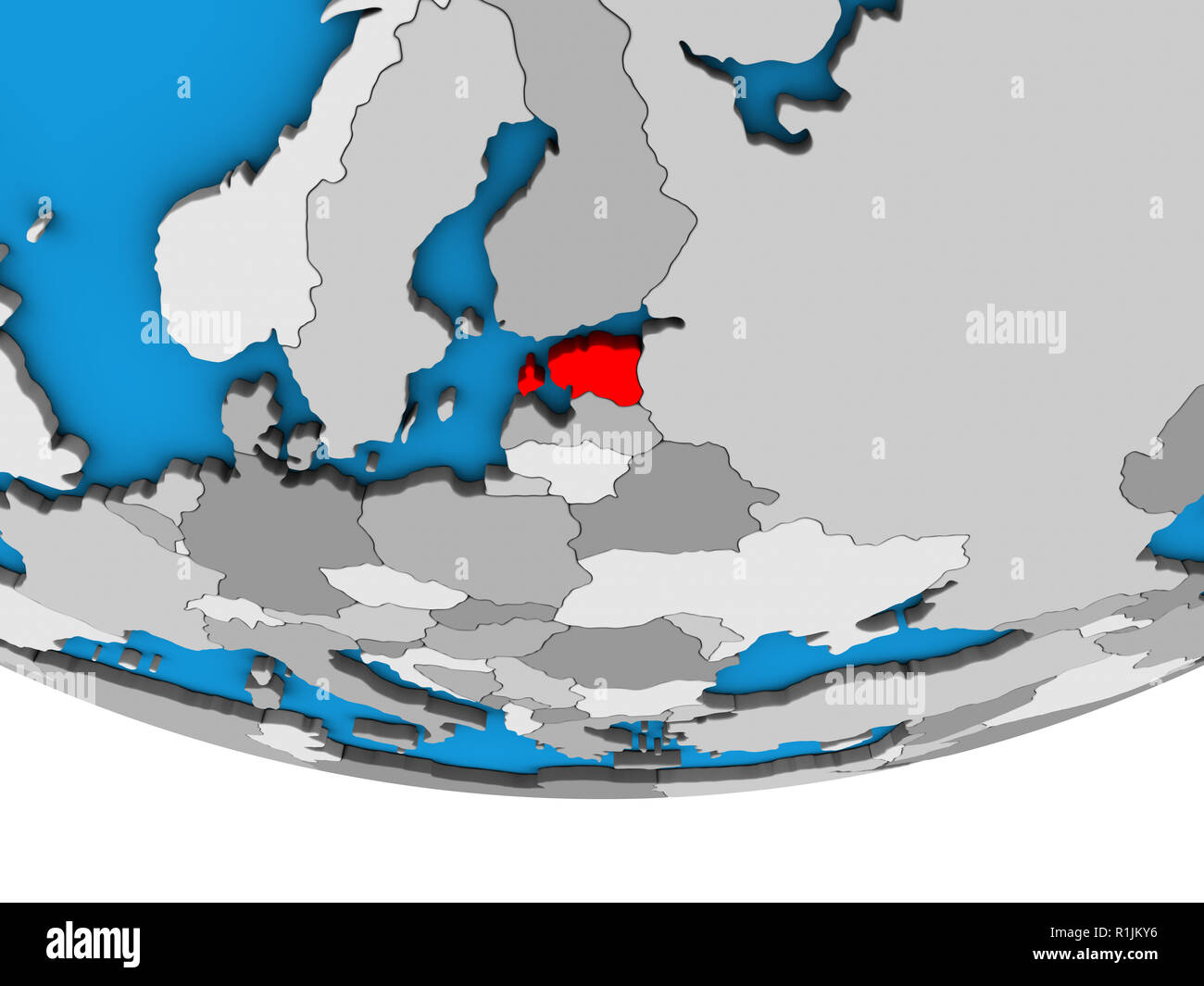 Estonia sulla politica semplice globo 3D. 3D'illustrazione. Foto Stock