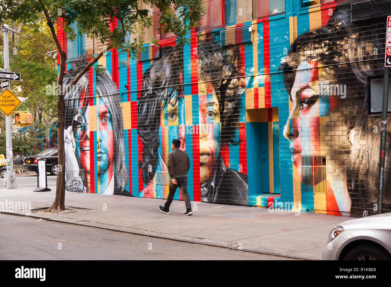 27 club murale di Eduardo Kobra, 170 Forsyth Street & Rivington Street sulla Lower East Side di New York City, Stati Uniti d'America. Foto Stock