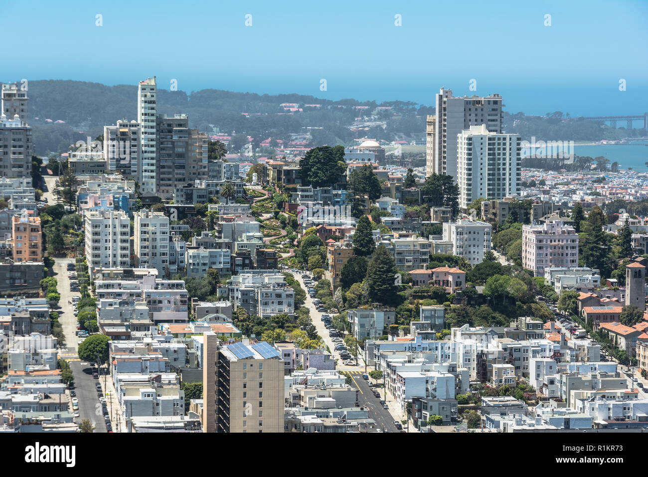 Vista di San Francisco dalla Coit Tower, California Foto Stock