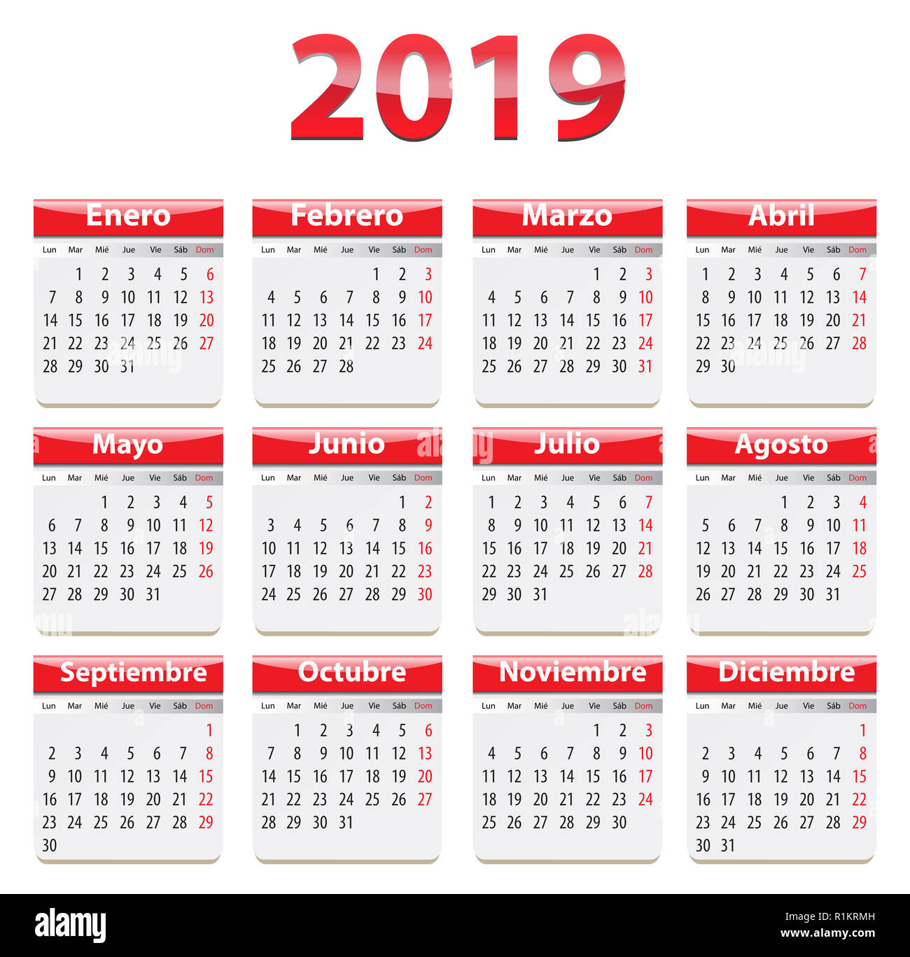 Calendario 2019 immagini e fotografie stock ad alta risoluzione - Alamy