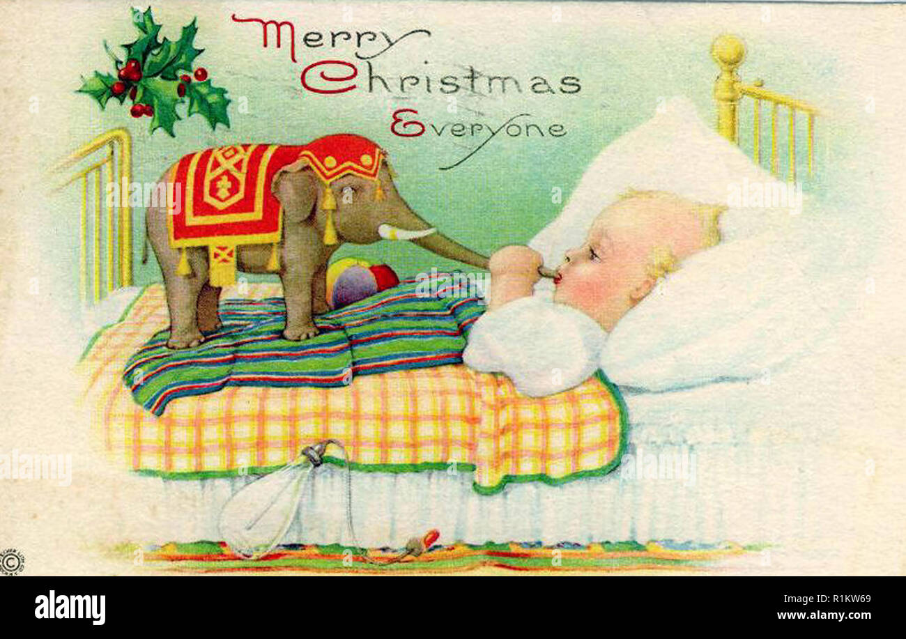 Vintage Natale carta illustrata la progettazione Foto Stock