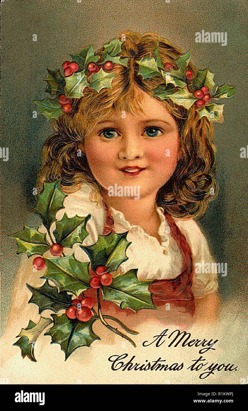 Vintage Natale carta illustrata la progettazione Foto Stock