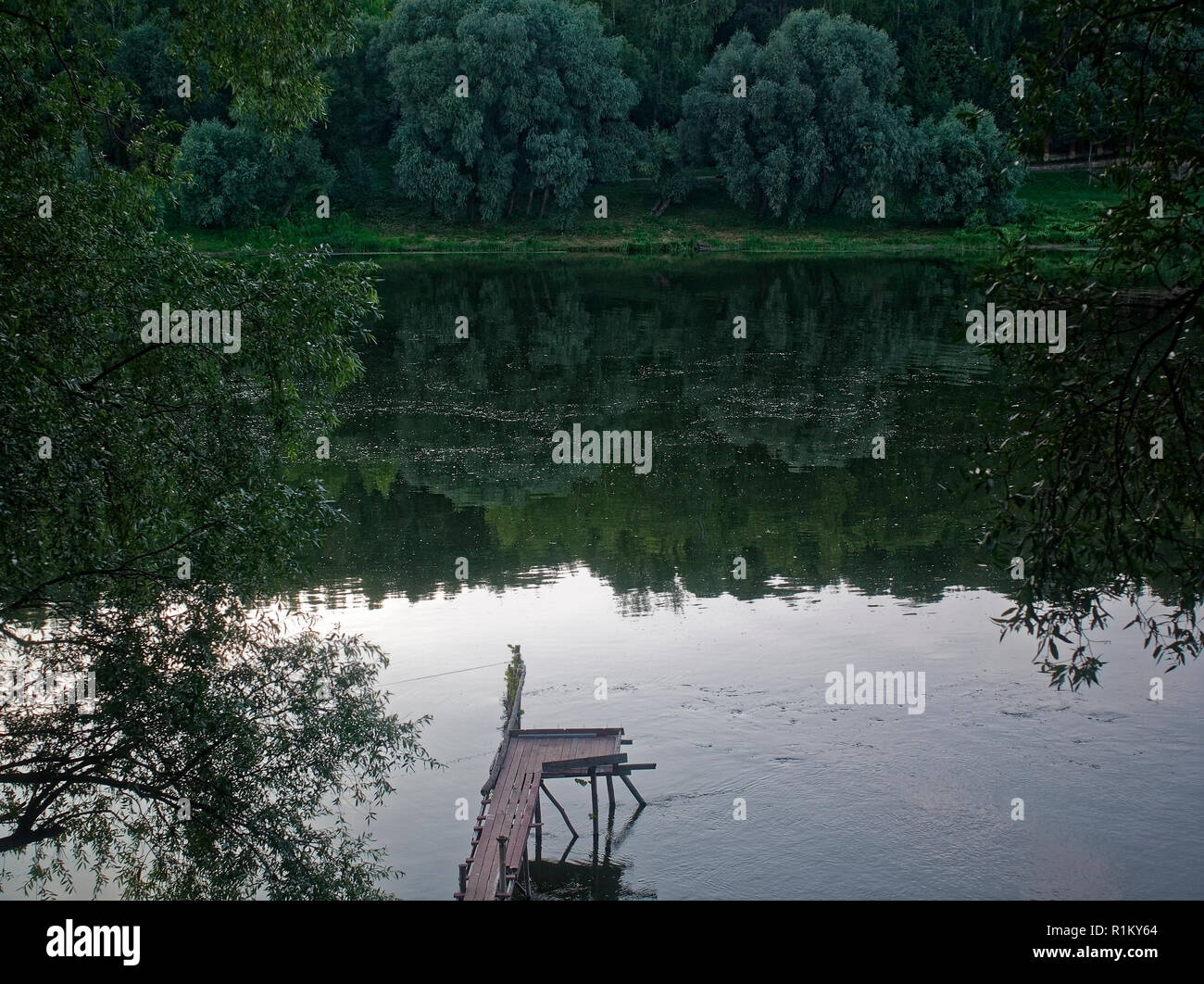 La banca del fiume Oka in estate, Russia Foto Stock