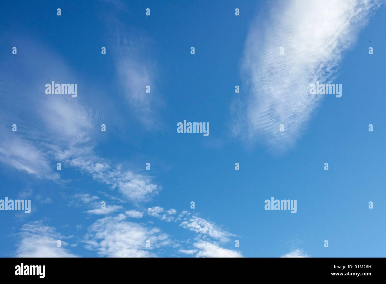 Cirrus nuvole cielo blu Foto Stock