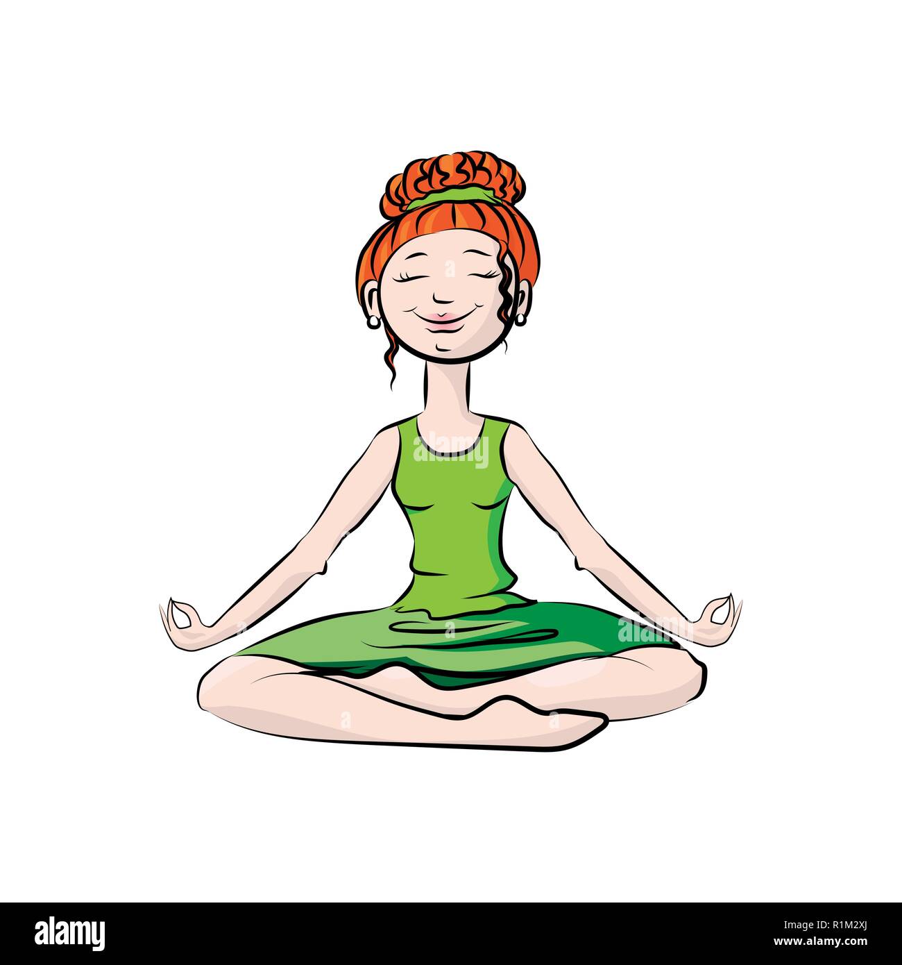 Una ragazza in una posa di yoga. Vettore Illustrazione a colori. Illustrazione Vettoriale