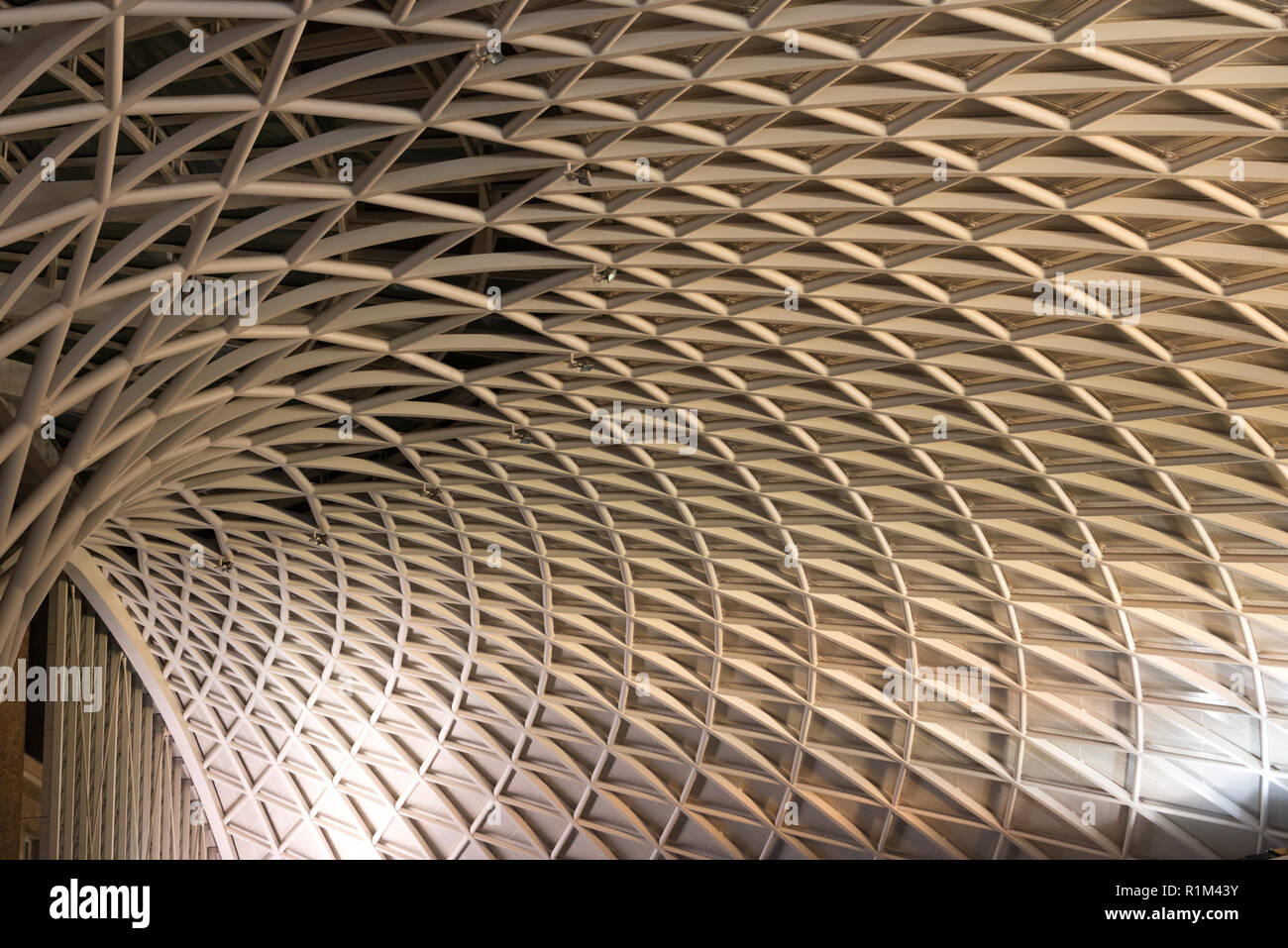 Kings Cross stazione ferroviaria, Londra - dettaglio del tetto Foto Stock