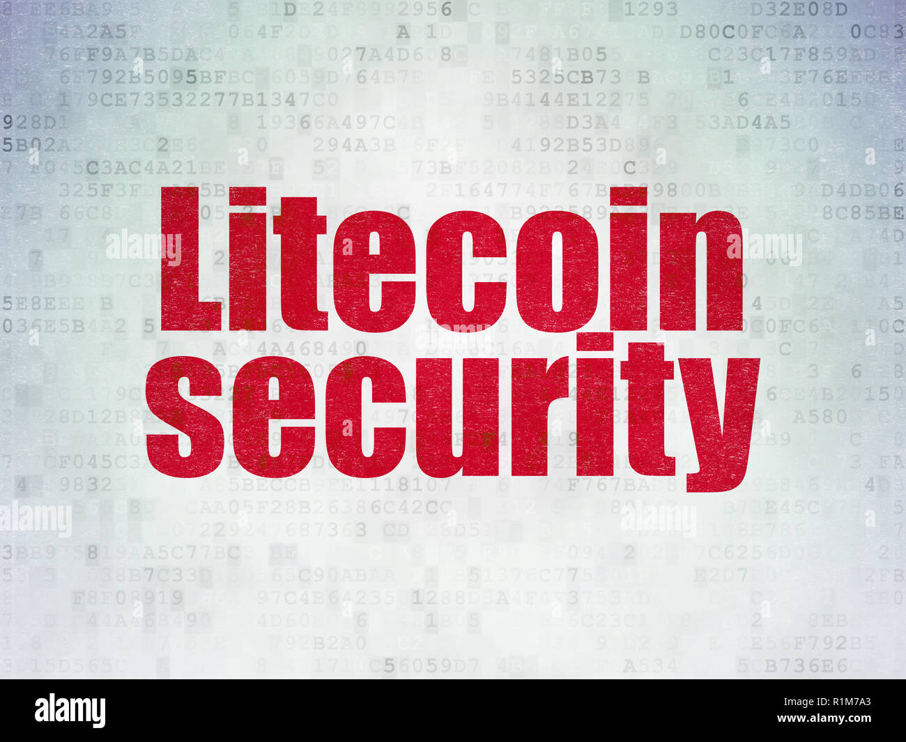 Concetto Cryptocurrency: Litecoin Sicurezza sui dati digitali sullo sfondo della carta Foto Stock
