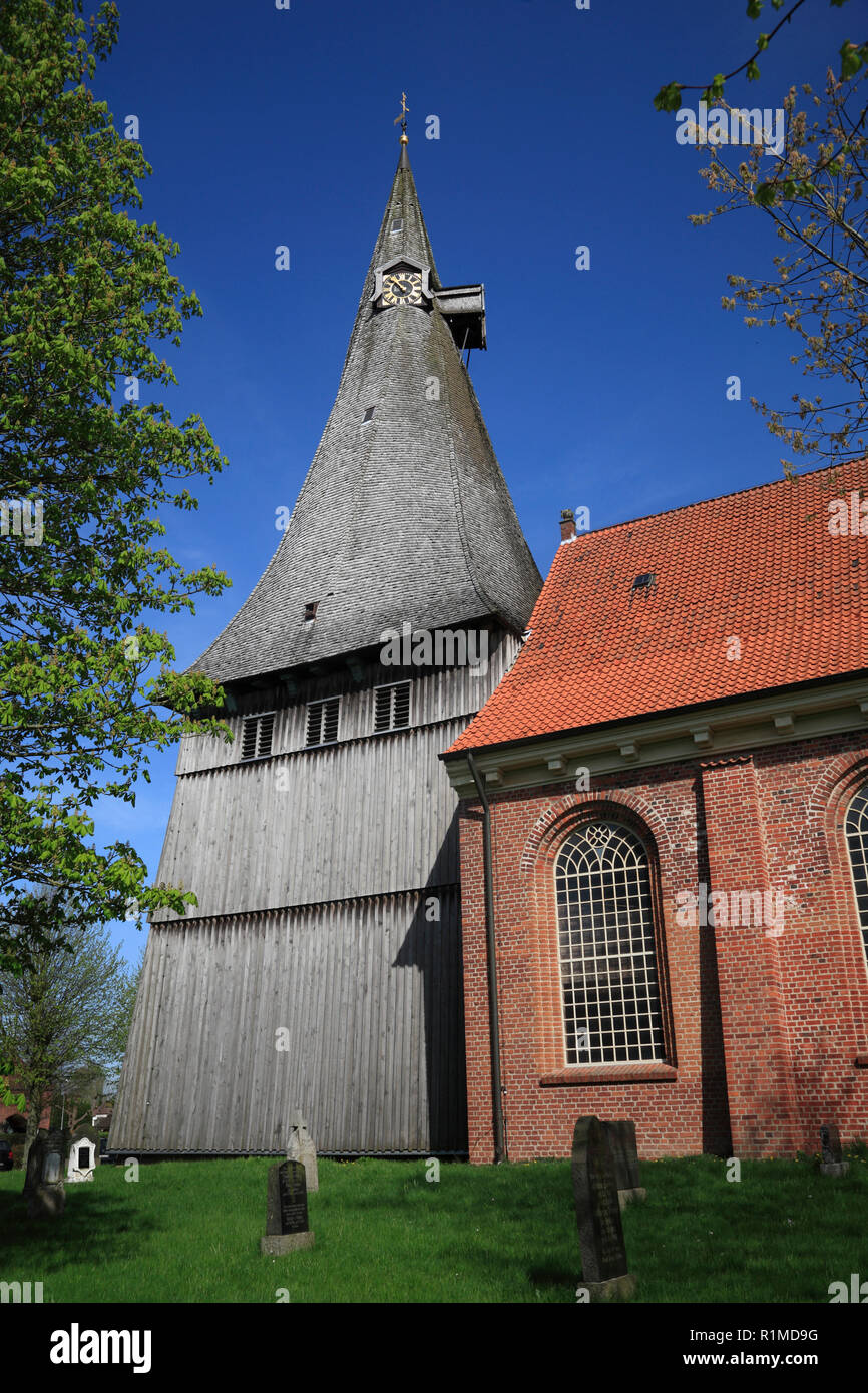 San chiesa Martini, Estebruegge, Altes Land Bassa Sassonia, Germania, Europa Foto Stock