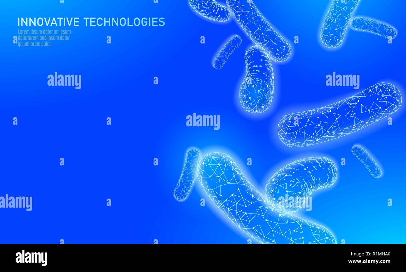 I batteri 3D bassa poli rendono i probiotici. Una sana digestione normale  flora di intestino umano per la produzione di yogurt. La scienza moderna  medicina tecnologia aller Immagine e Vettoriale - Alamy